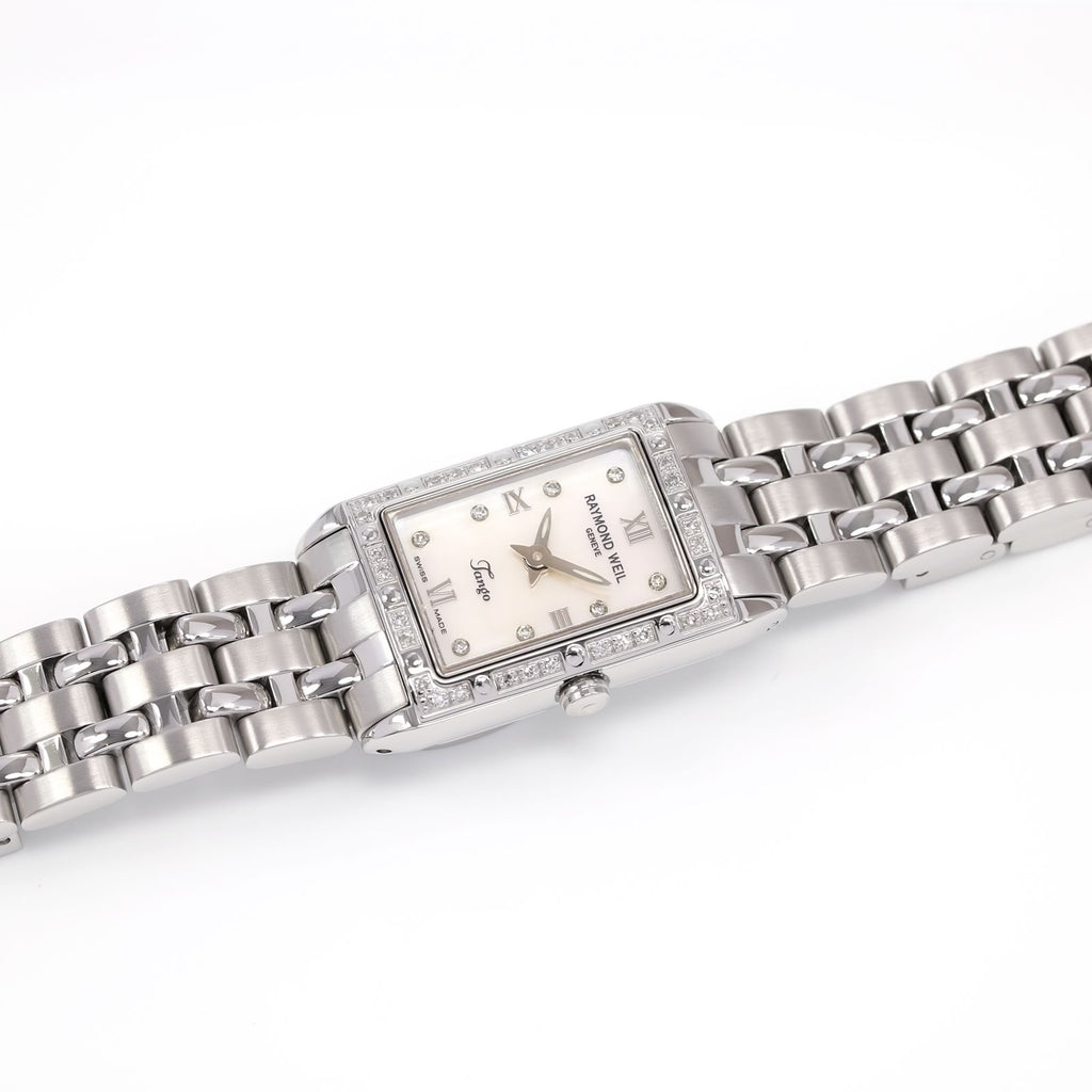 Raymond Weil Tango Ladies White Mother of Pearl and 40 Diamonds 5971-STS-00995 rectangular watch