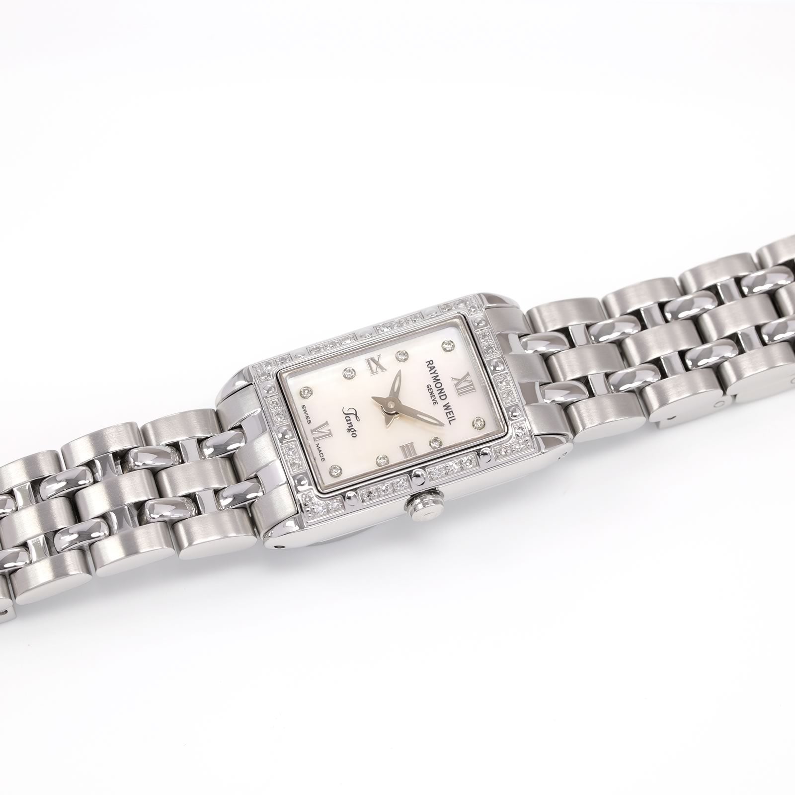 Raymond Weil Tango Ladies White Mother of Pearl and 40 Diamonds 5971-STS-00995 rectangular watch