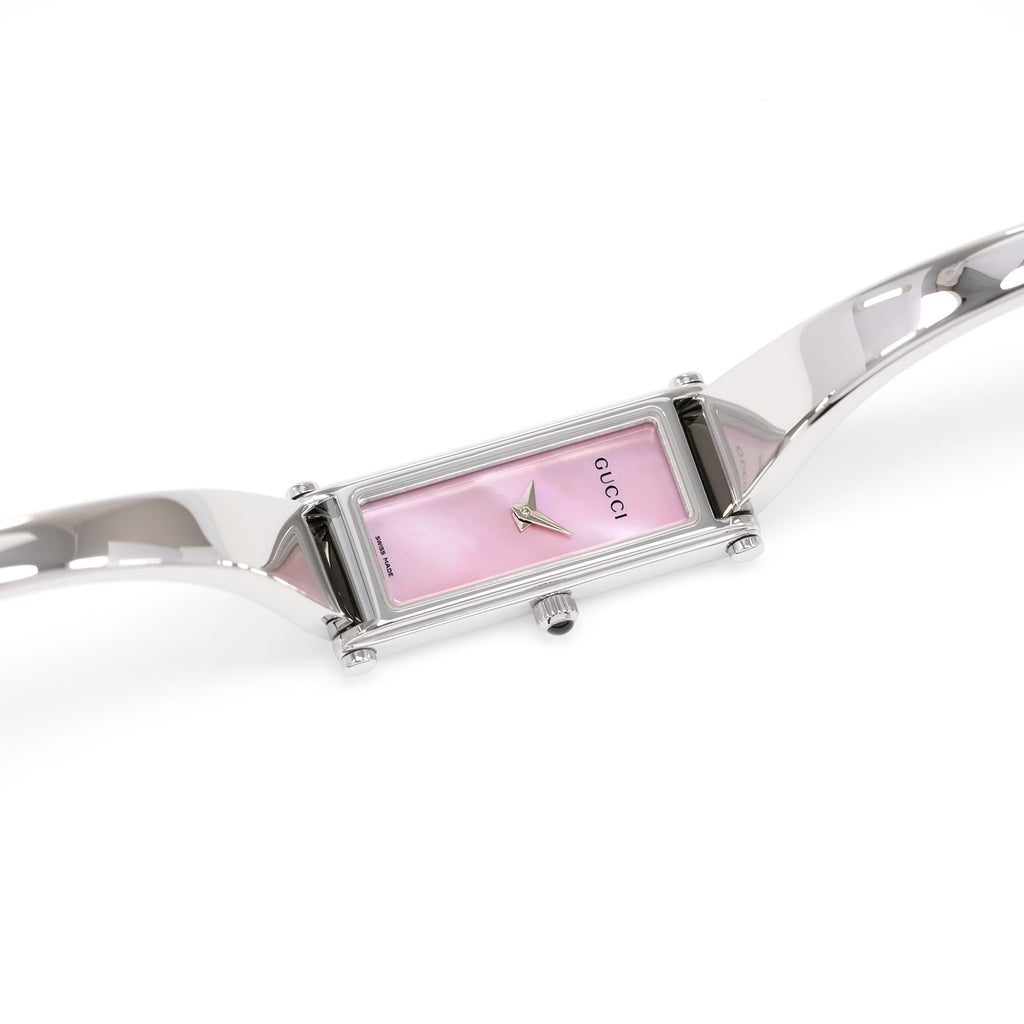 Gucci 1500L Ladies Pink Mother of Pearl Rectangular Bangle Watch