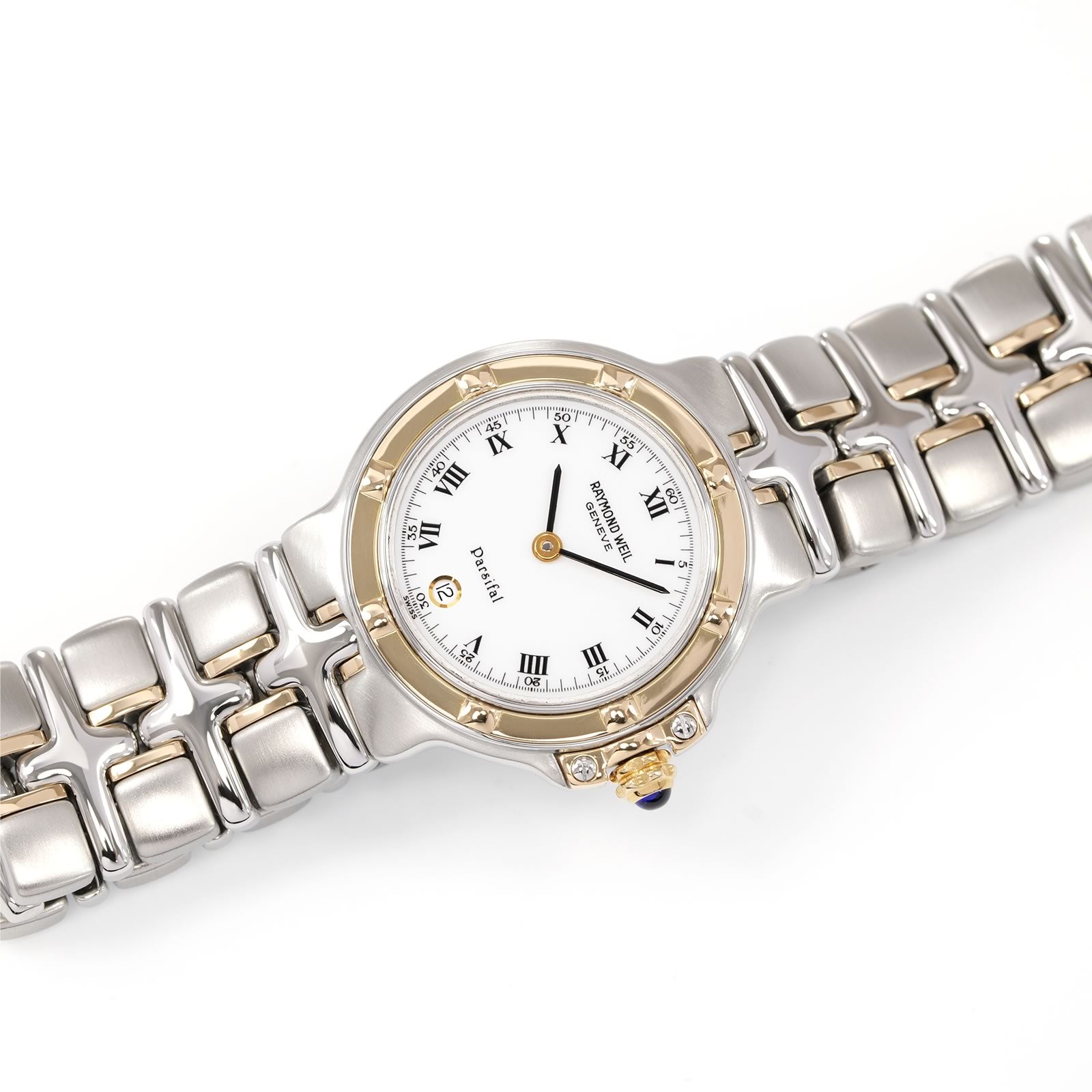 Raymond Weil Parsifal 9990 White Dial 18k Gold ladies watch with Roman Numerals