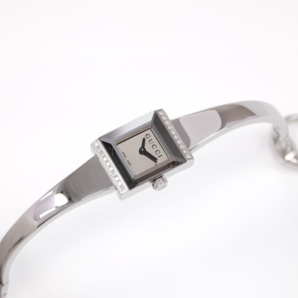 Gucci G-Frame YA128504 Ladies Mirror Dial Square bangle watch