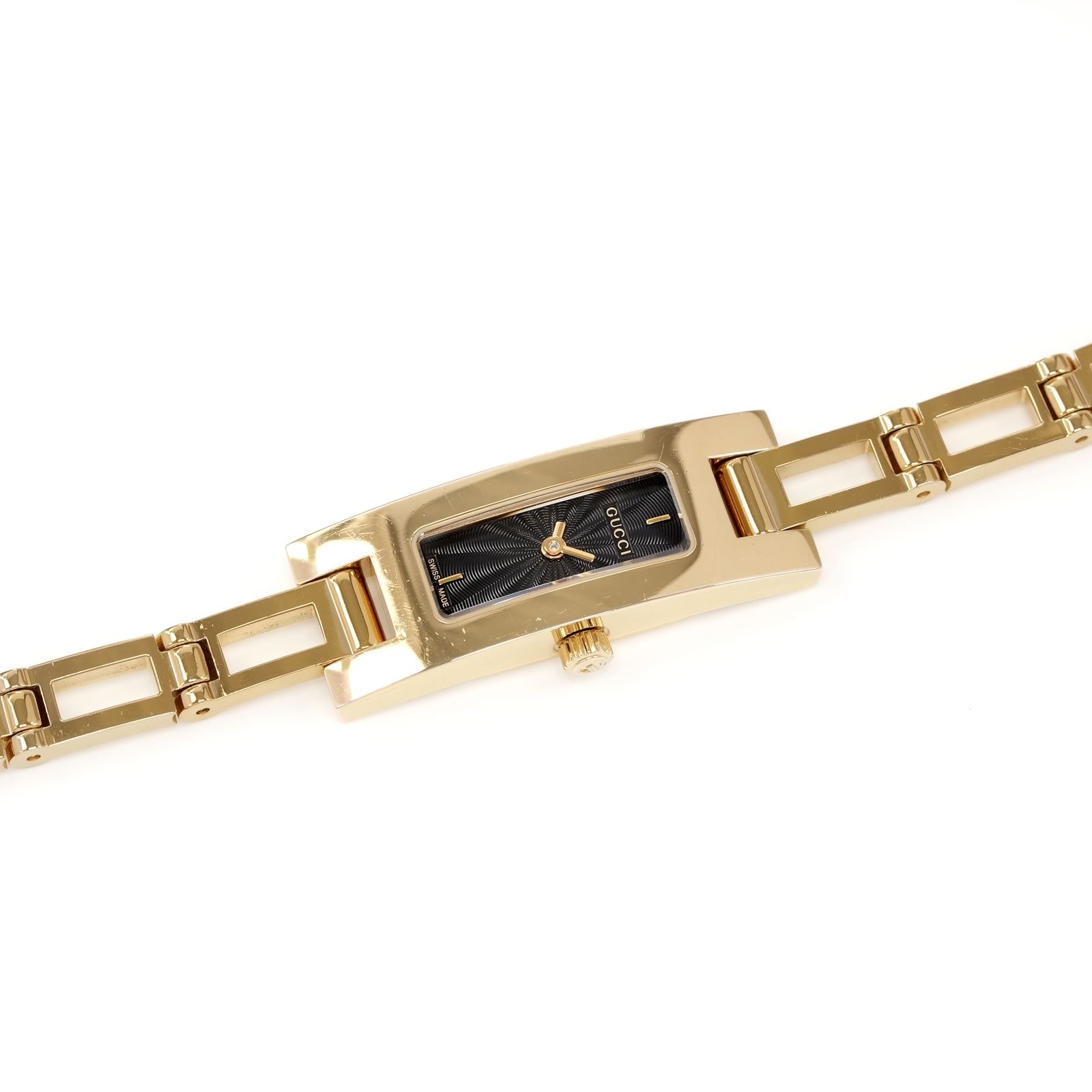 Gucci 3900L Black Rectangular Dial Gold plated Watch ladies