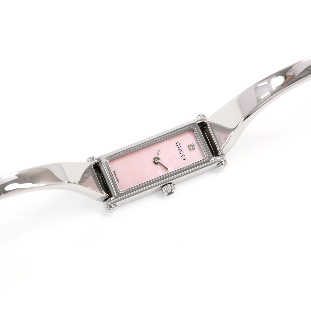 Gucci 1500L Pink Mother of Pearl Rectangular bangle watch