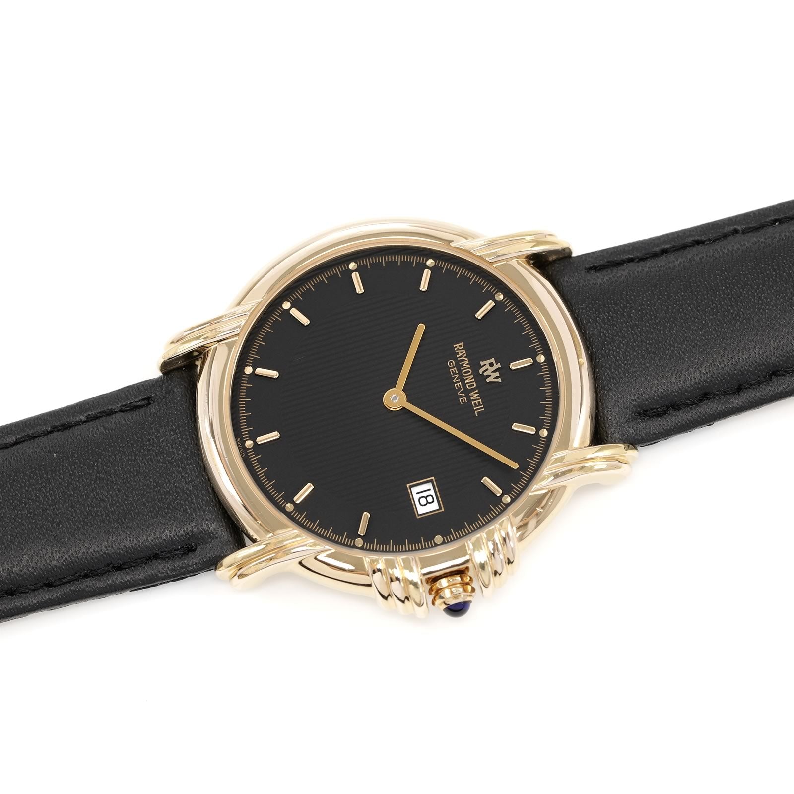 Raymond Weil Geneve 9155 Black Dial 18k Gold Plated