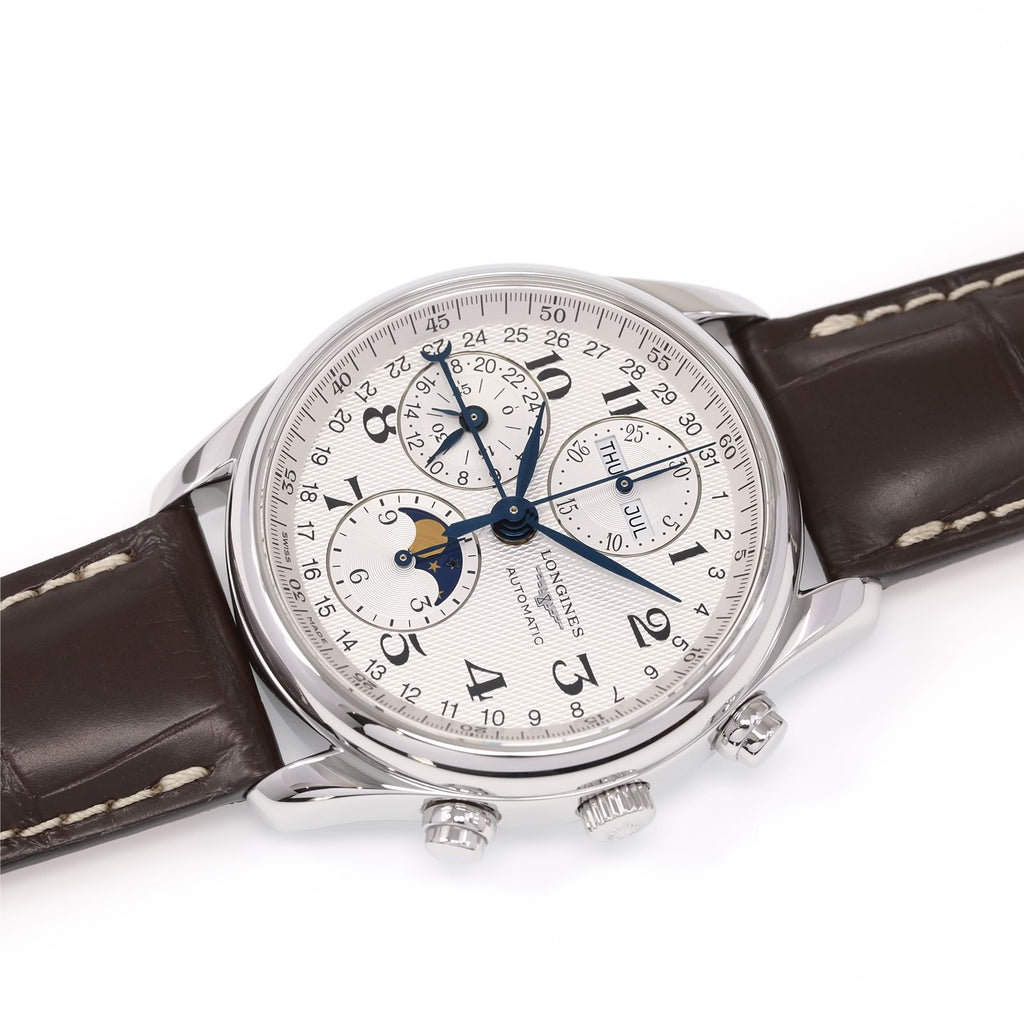 Longines Master Chronograph Men's Automatic Moonphase L2.673.4.78.3 silver watch