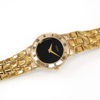 Gucci Ladies Black Dial 18k Gold Plated Case 3300.2.L Bracelet Watch