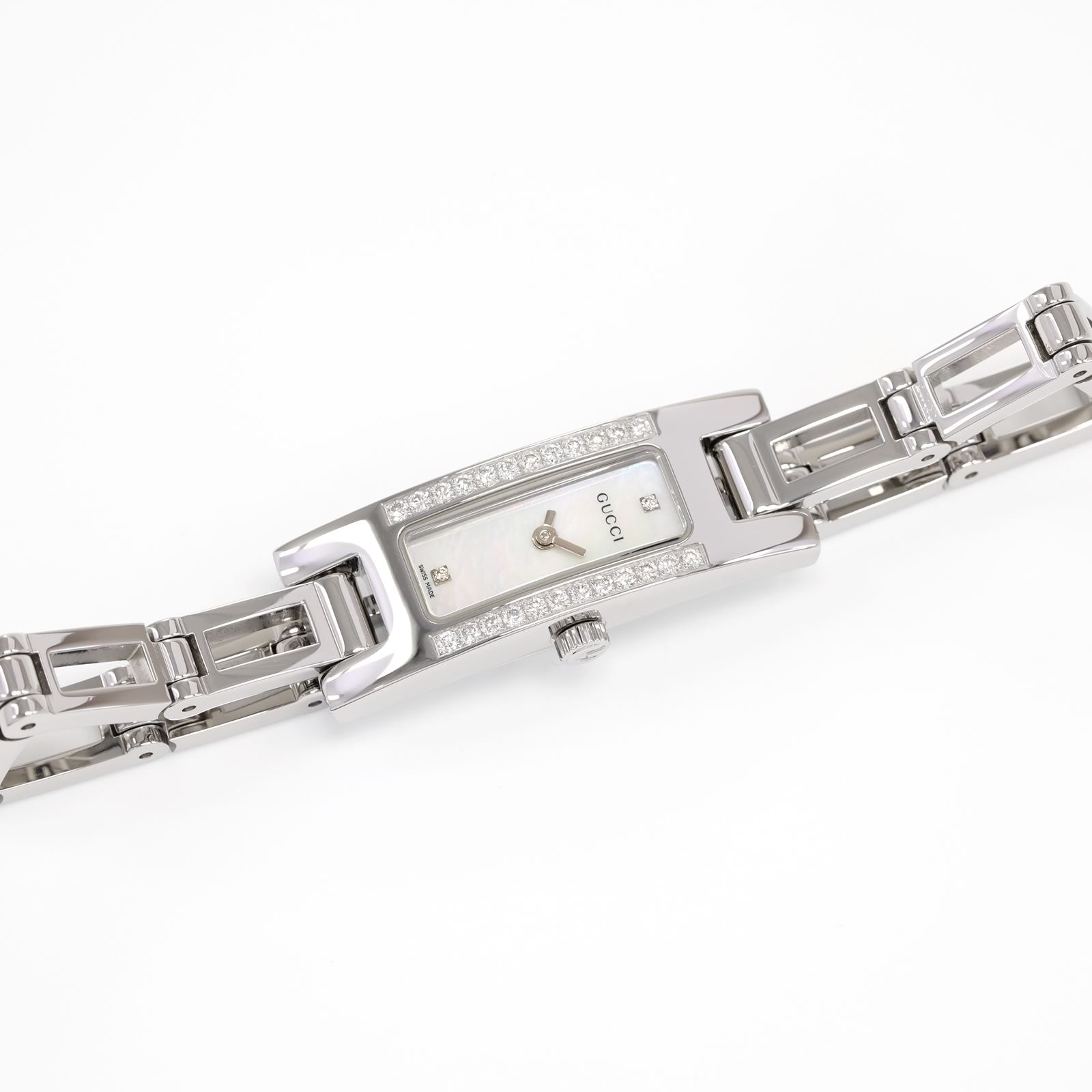 Gucci 3900L White Mother of Pearl Dial with 26 Diamonds Rectangular