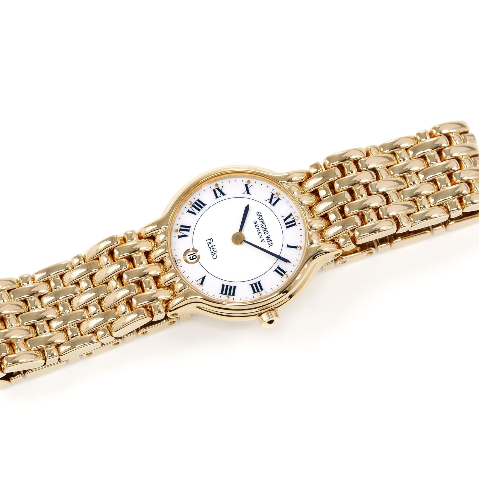 Raymond Weil Fidélio 4702 Ladies 24mm White & Blue Dial 18k Gold