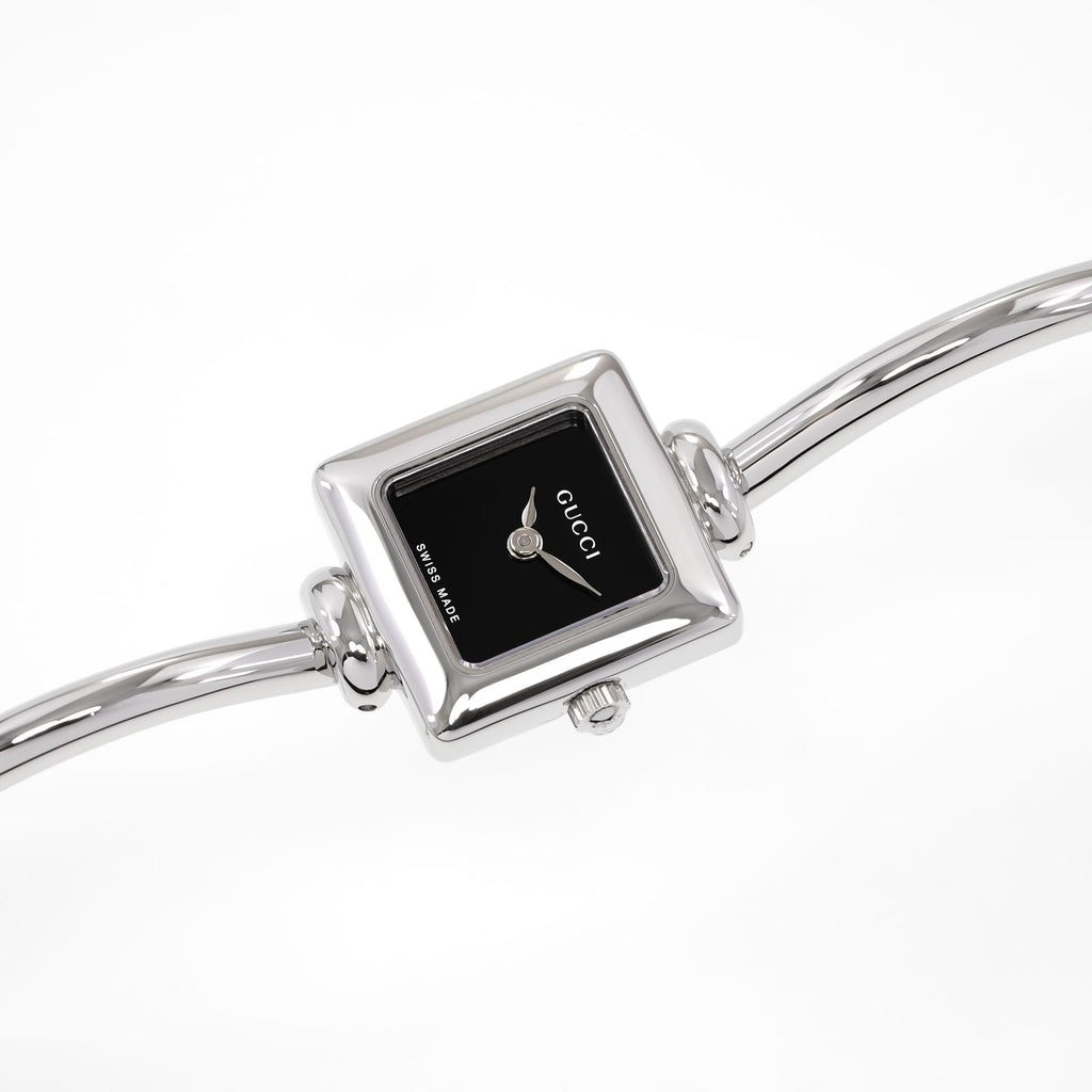Gucci 1900L Black Square Watch on Bangle ladies