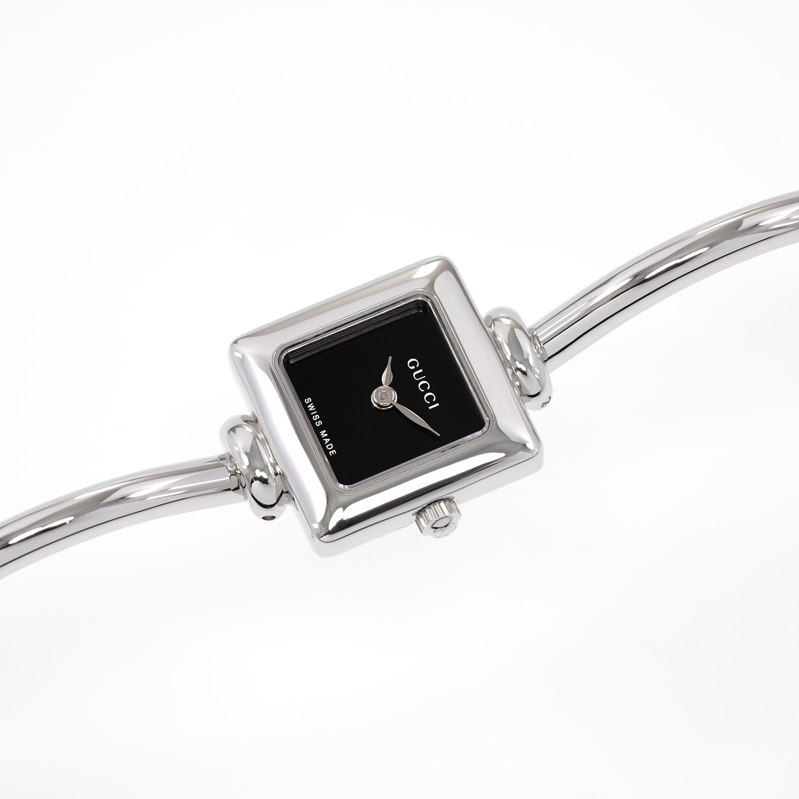 Gucci 1900L Black Square Watch on Bangle ladies