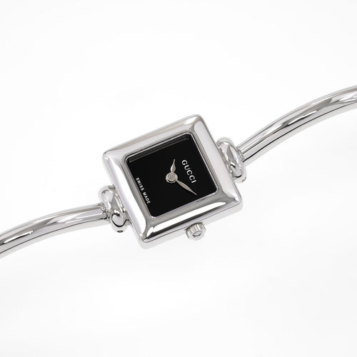 Gucci 1900L Black Square Watch on Bangle ladies