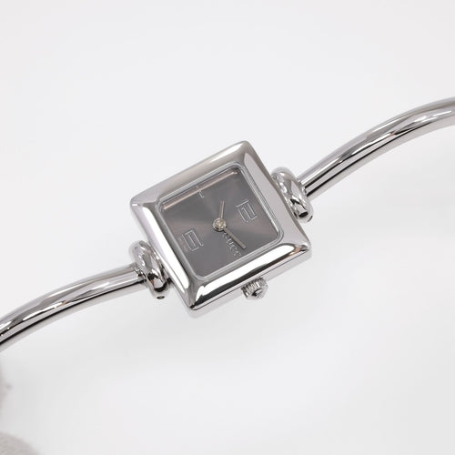 Gucci 1900L Ladies Grey Dial Square Stainless Steel Bangle Watch