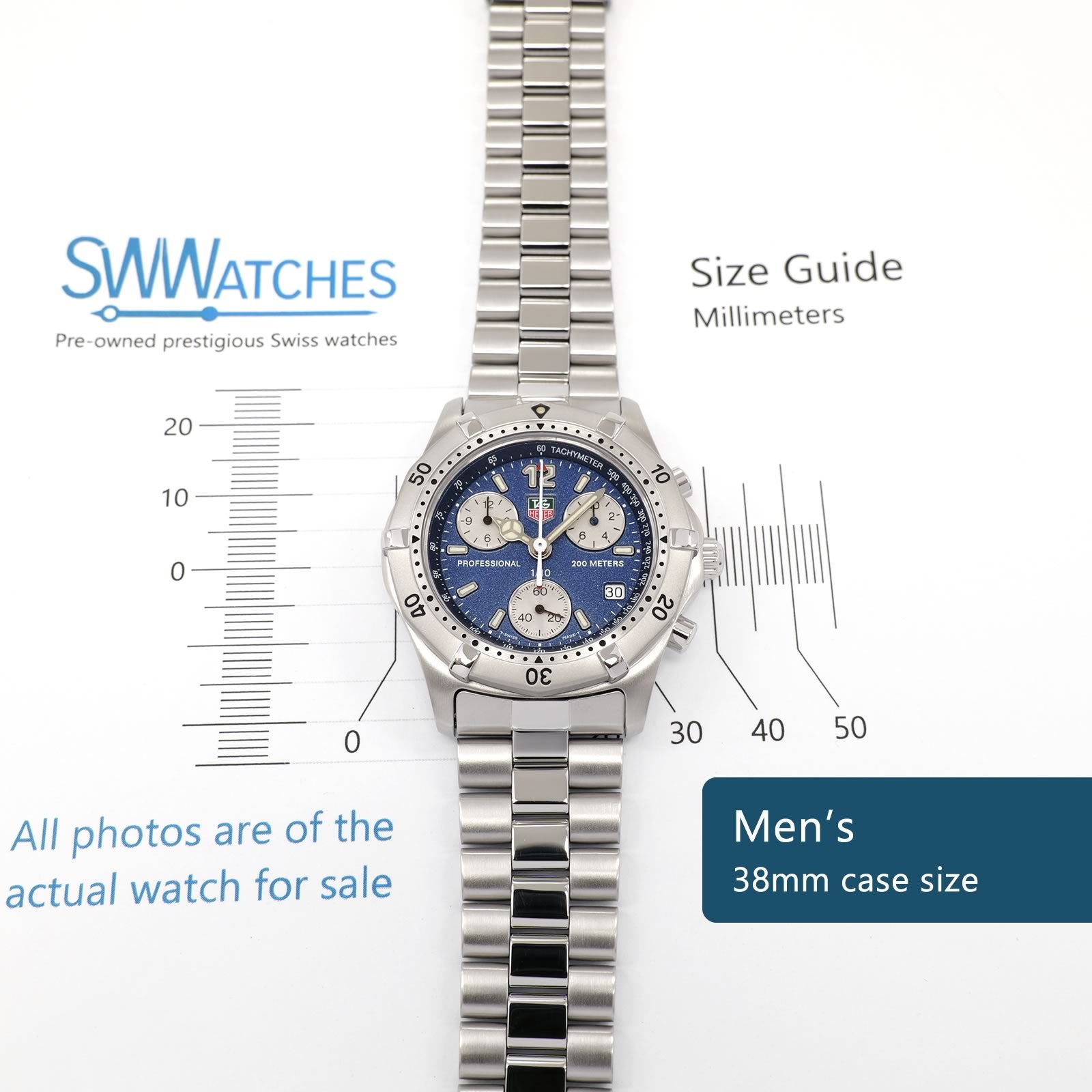 TAG Heuer 2000 Chronograph CK1112 Men's 38mm case size