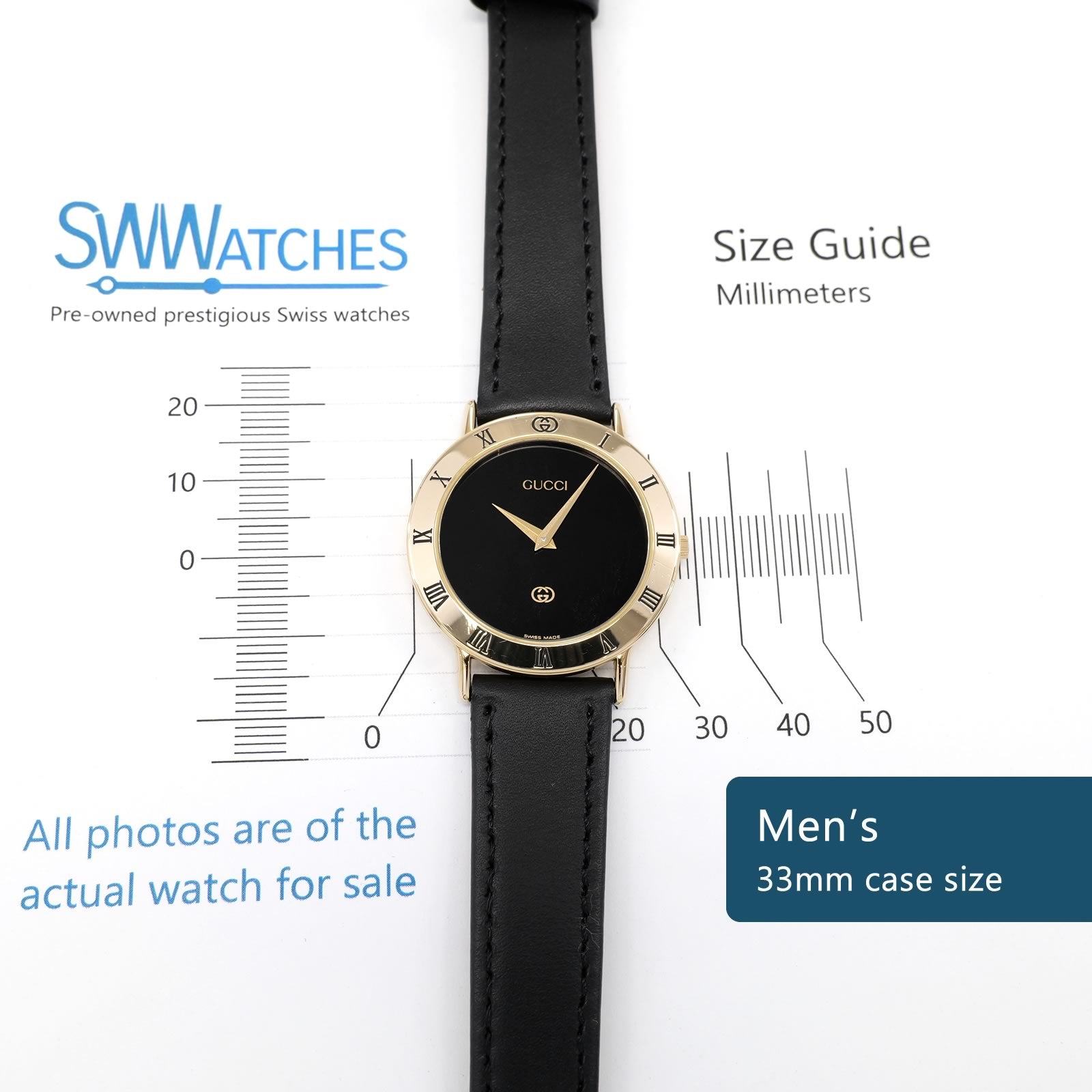Gucci 3000M Men's 33mm case size