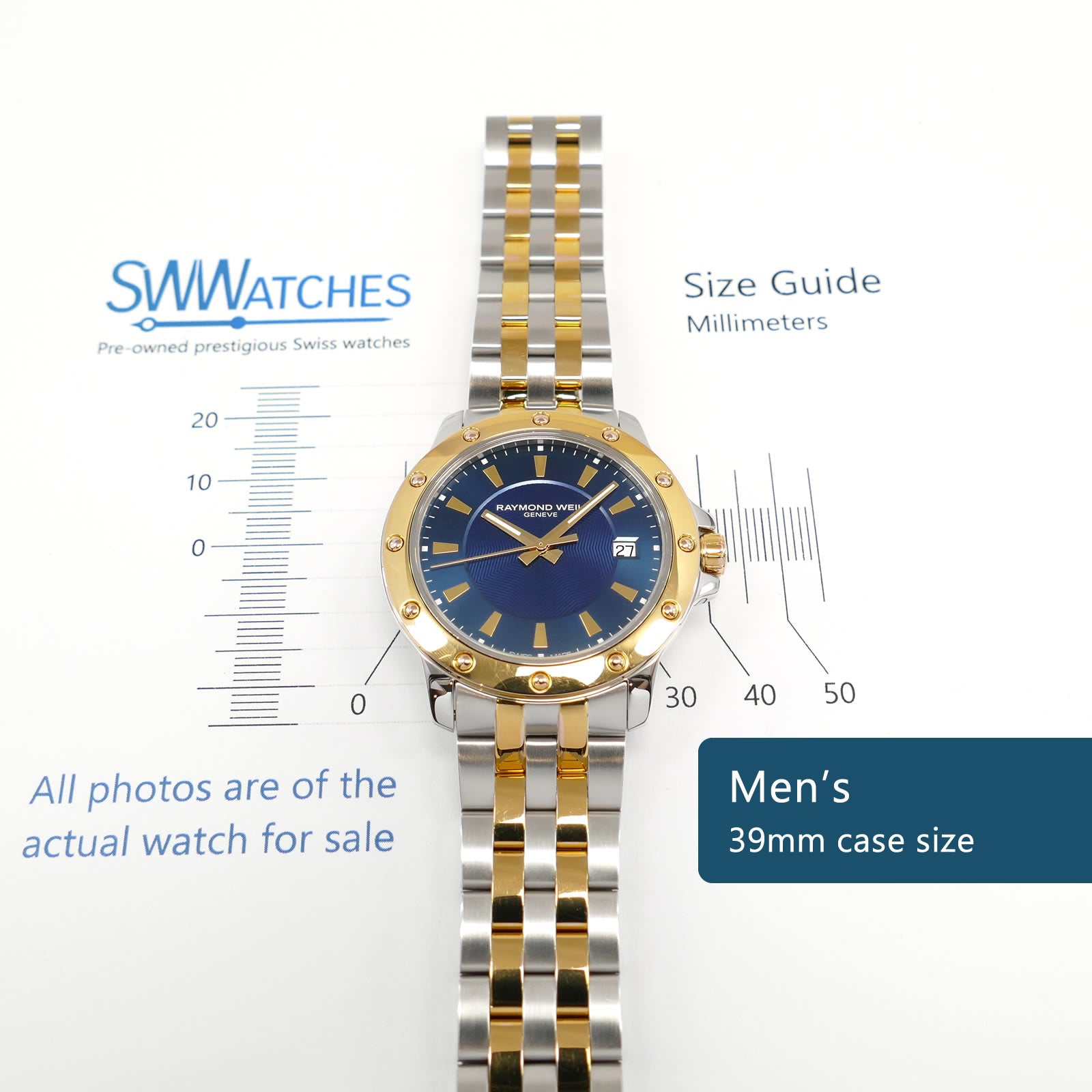 Raymond Weil Tango 5599 Men's 39mm case size