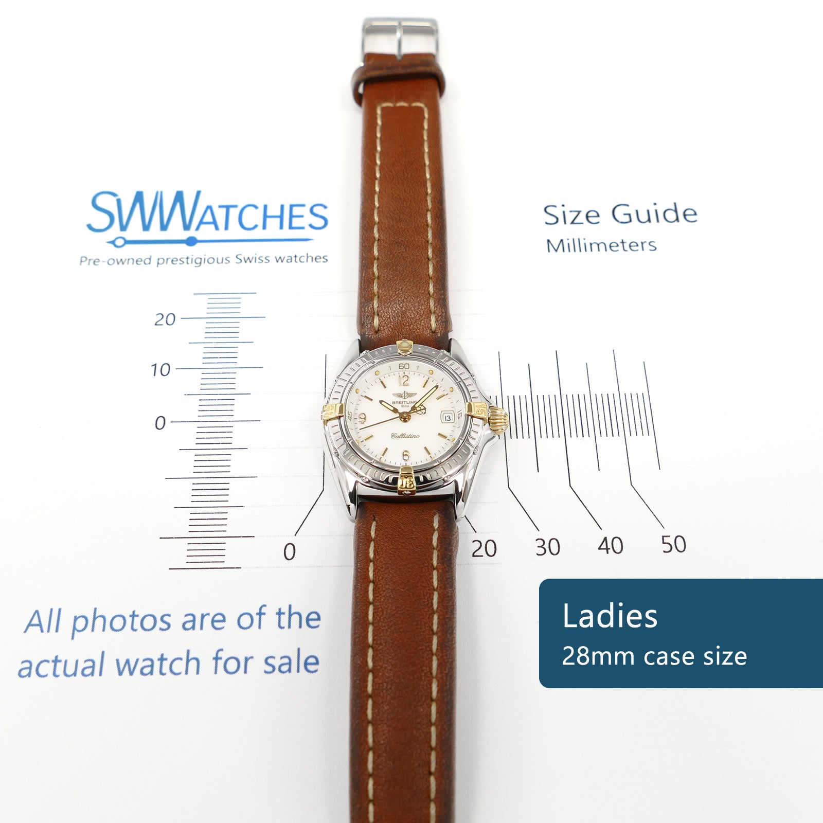 Breitling Callistino B52045 Ladies 28mm case size