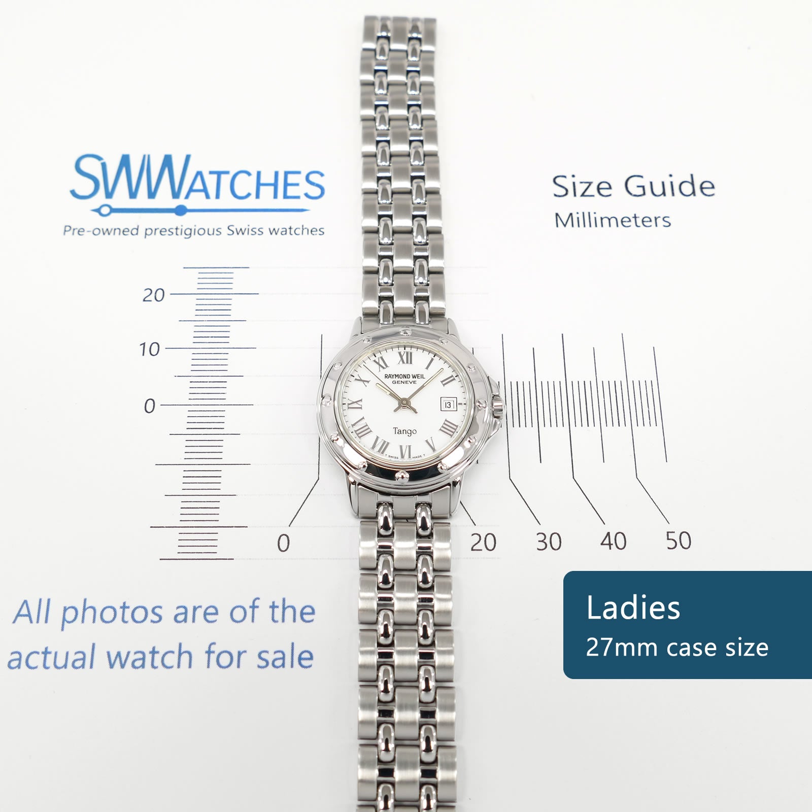 Raymond Weil Tango 5360 Ladies 27mm case size