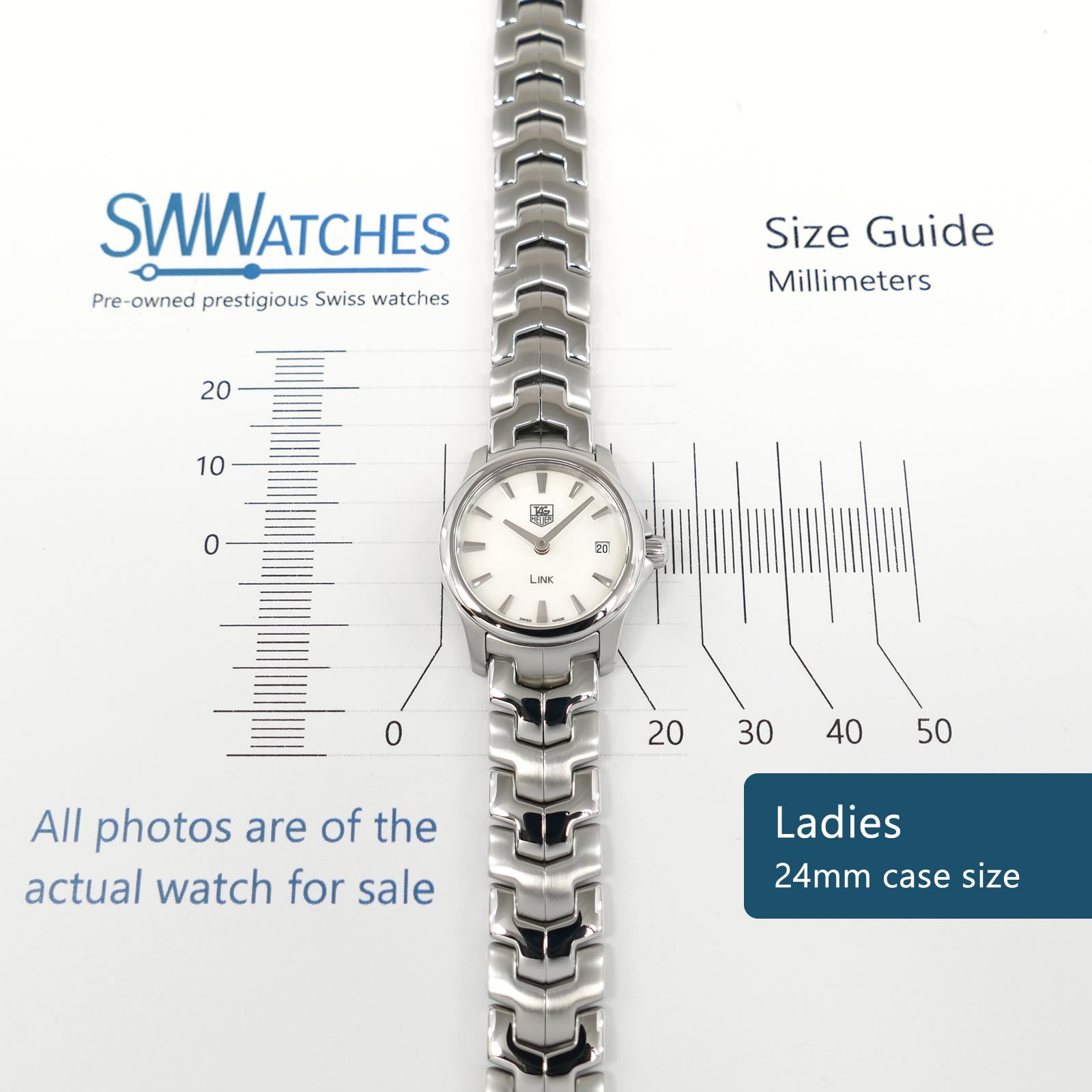 TAG Heuer Link WJF1410 ladies 24mm case size