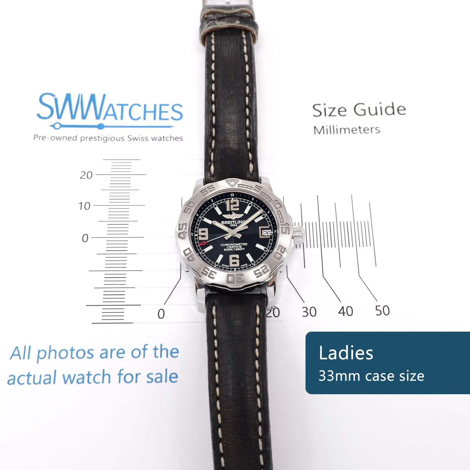Breitling Colt 33 Ladies 33mm case size