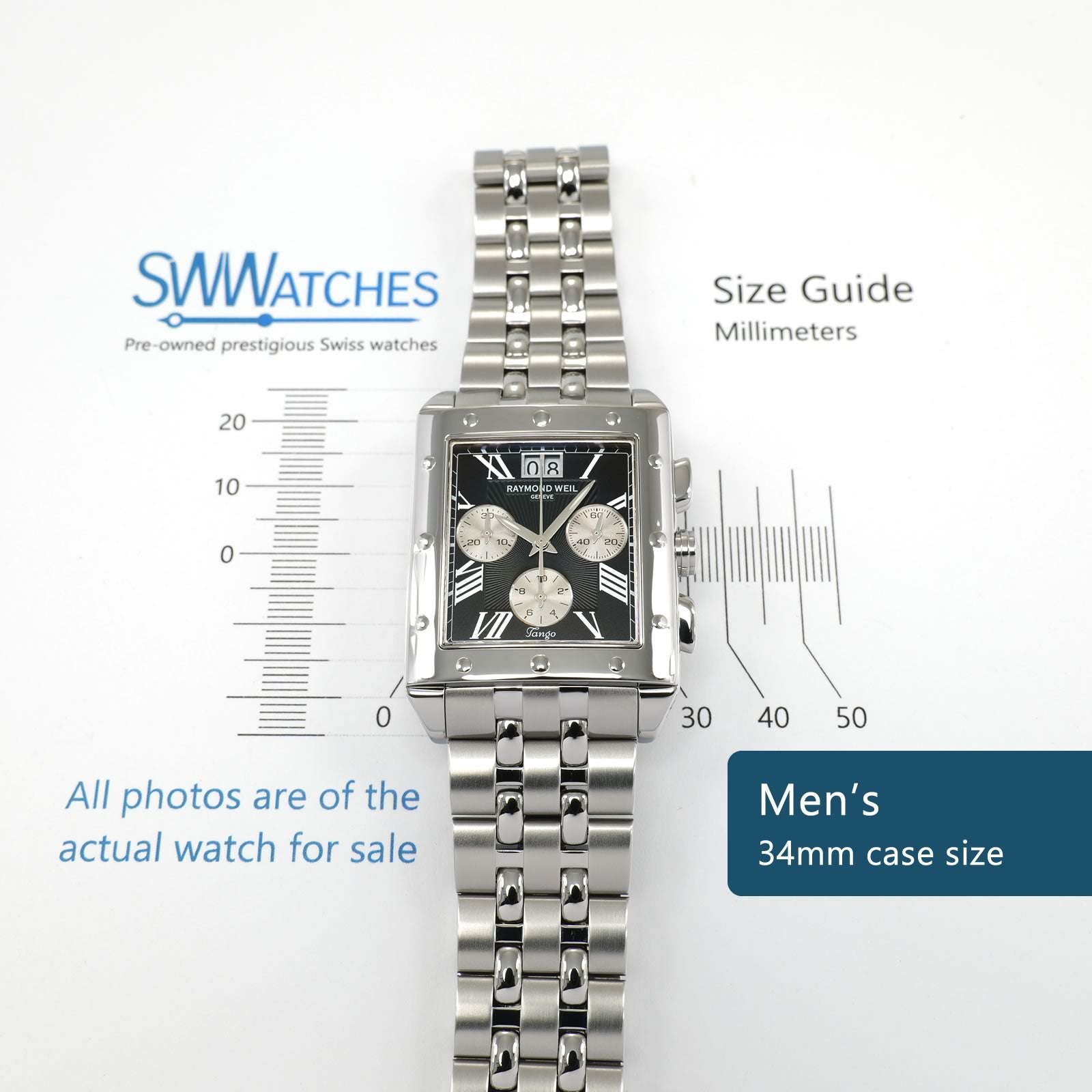 Raymond Weil Tango 4881 Men's 34mm case size