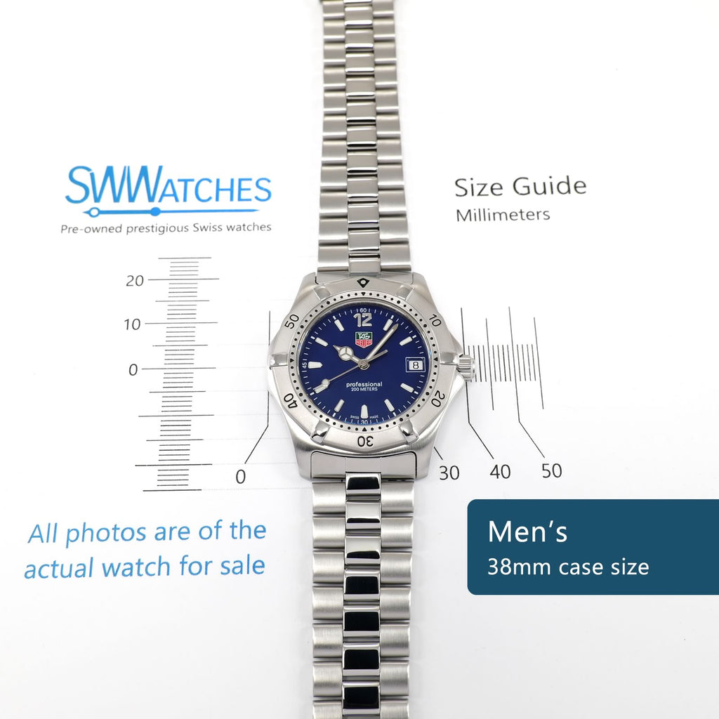TAG Heuer 2000 WK1113-0 Men's 38mm Full Size case