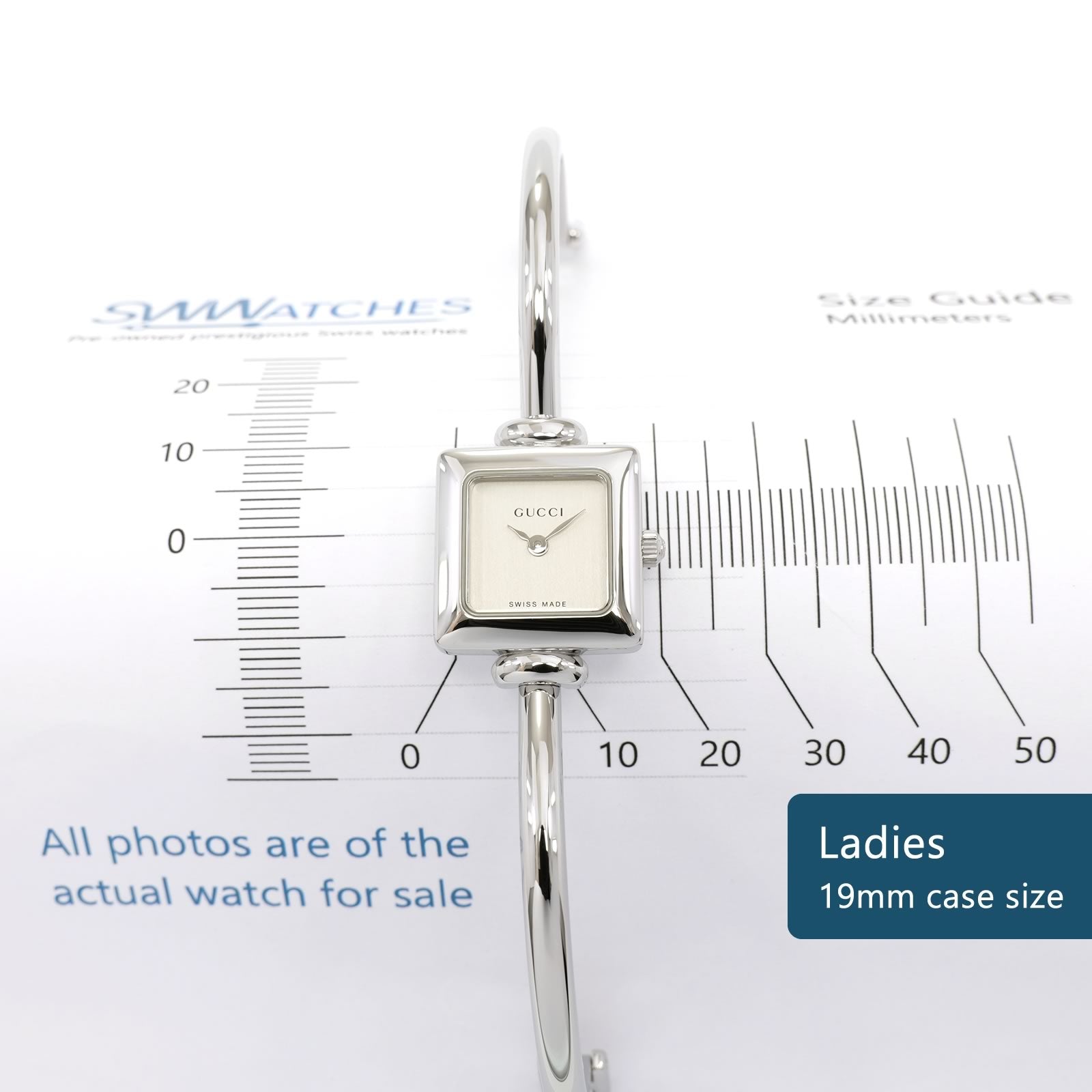 Gucci 1900L Ladies 19mm Square case size