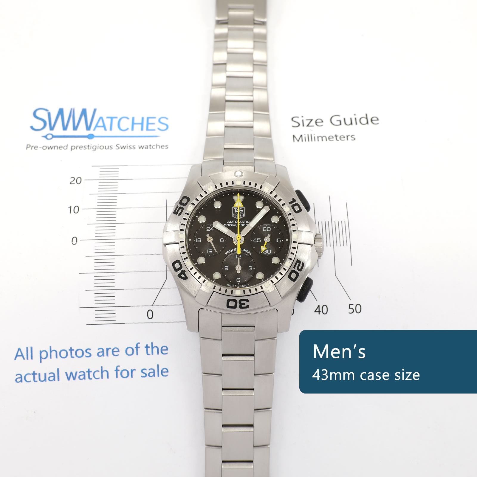 TAG Heuer Aquagraph CN211A Men's 43mm case size
