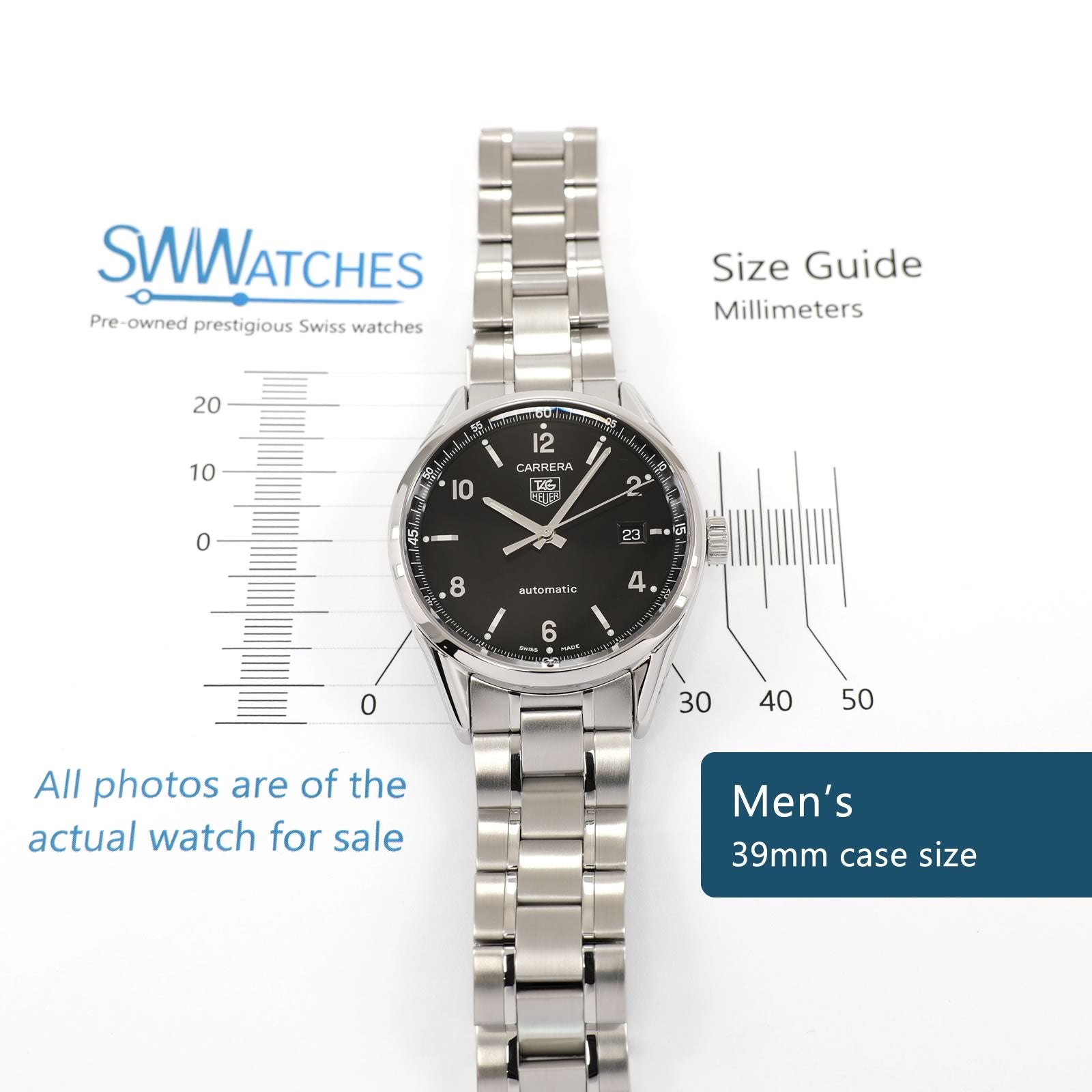 TAG Heuer Carrera WV211B Men's 39mm case size
