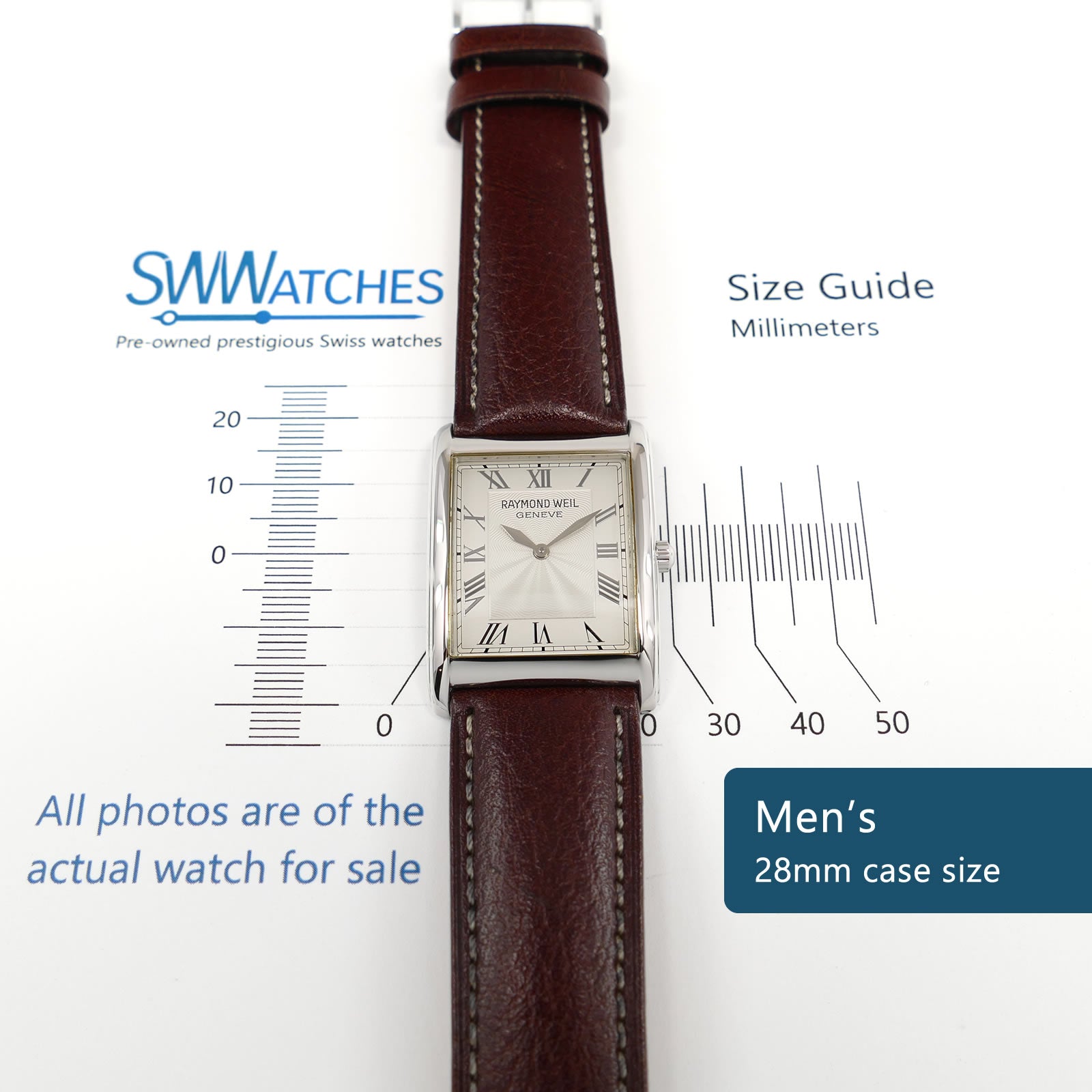 Raymond Weil Don Giovanni 9973/1 Men's Rectangular 28mm case size