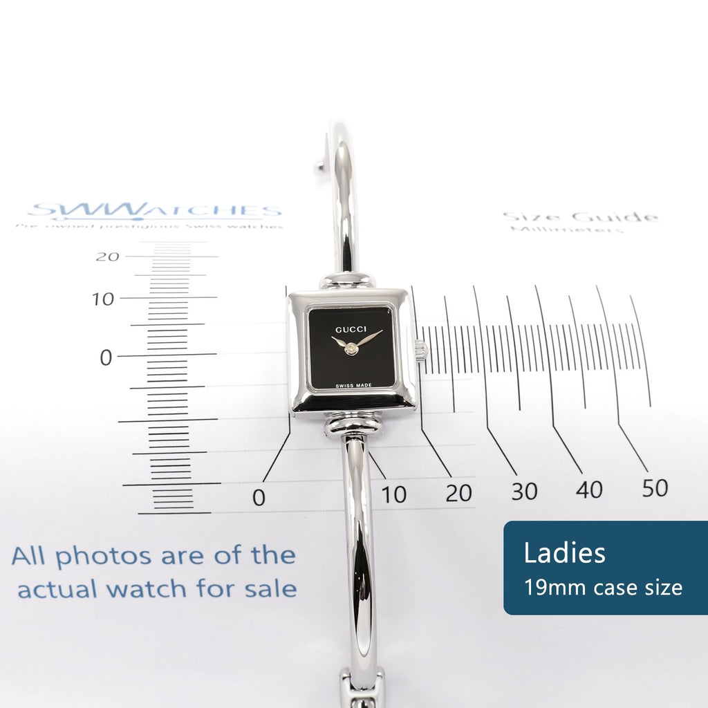 Gucci 1900L Black Dial Ladies 19mm Square case size