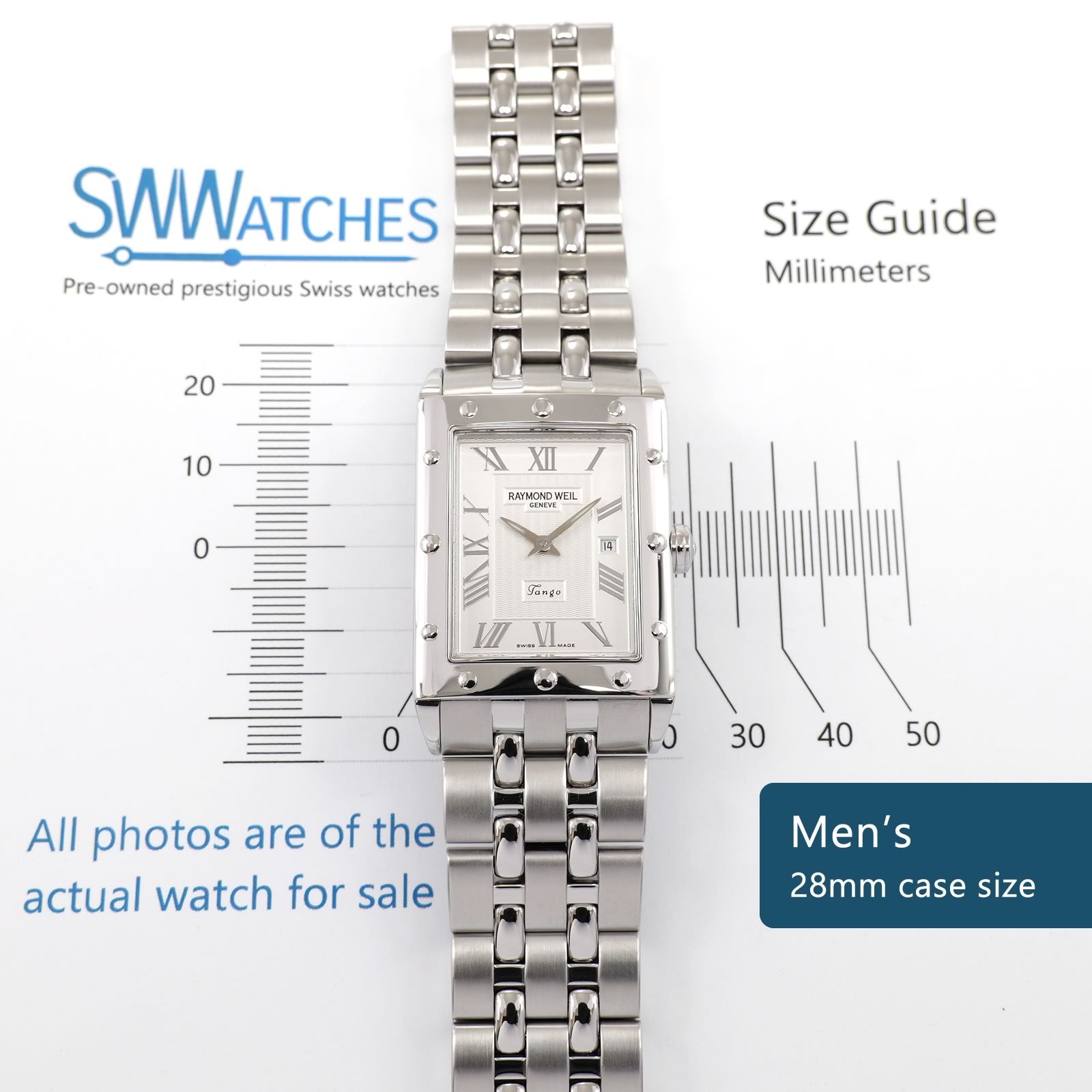 Raymond Weil Tango 5381 Men's 28mm case size