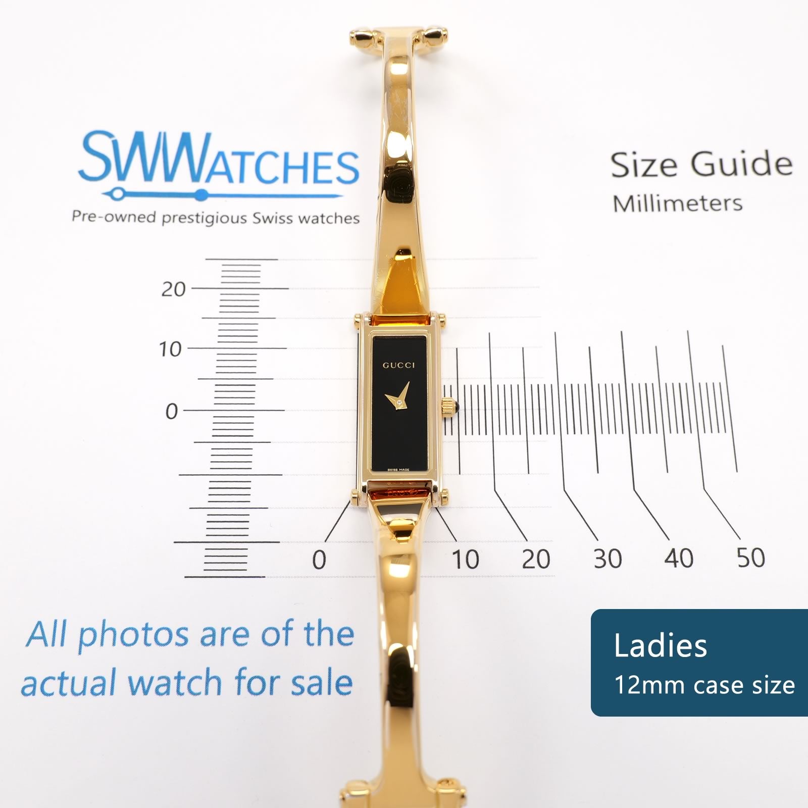 Gucci 1500L Ladies 12mm Rectangular case size