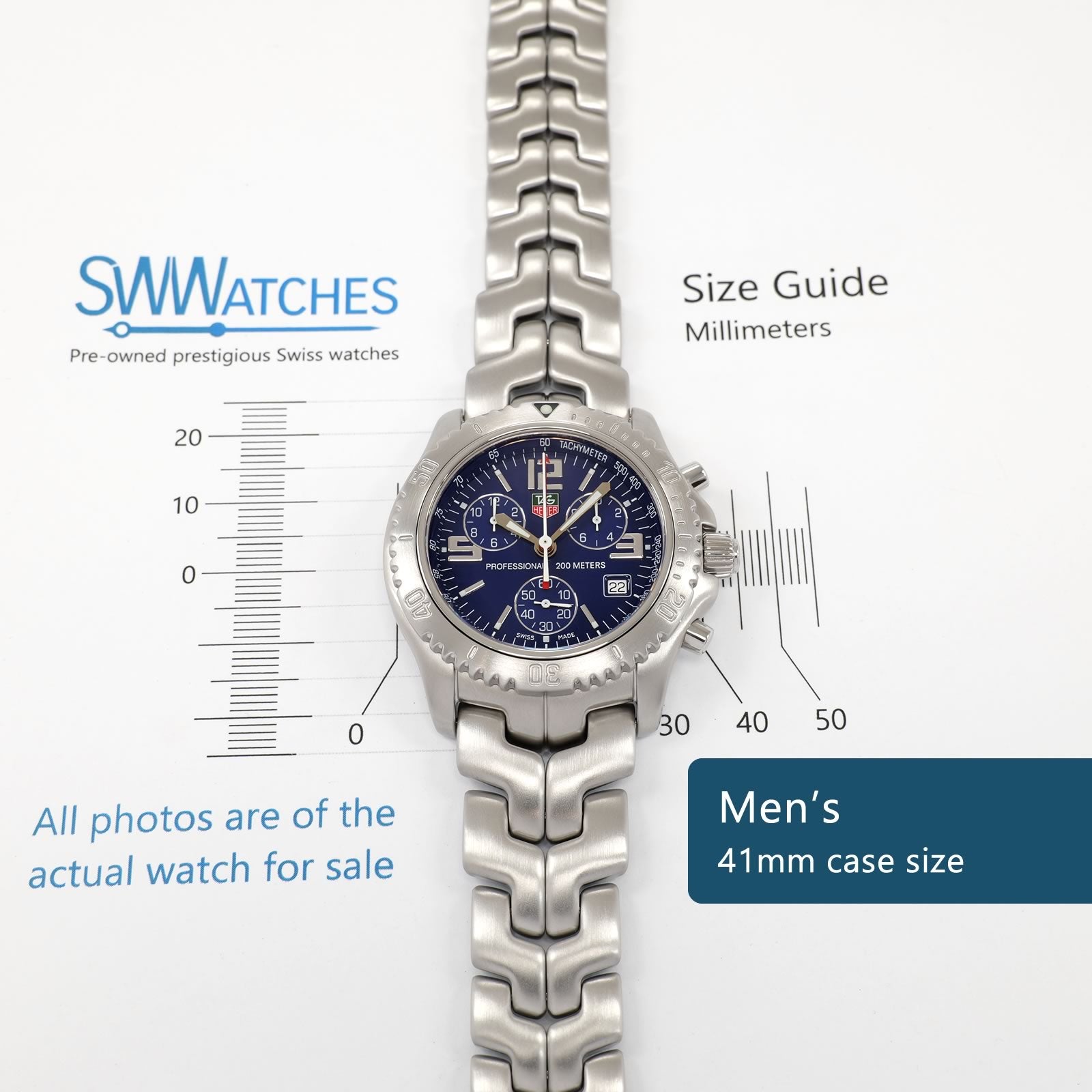 TAG Heuer Link Chronograph CT1110 Men's 41mm case size