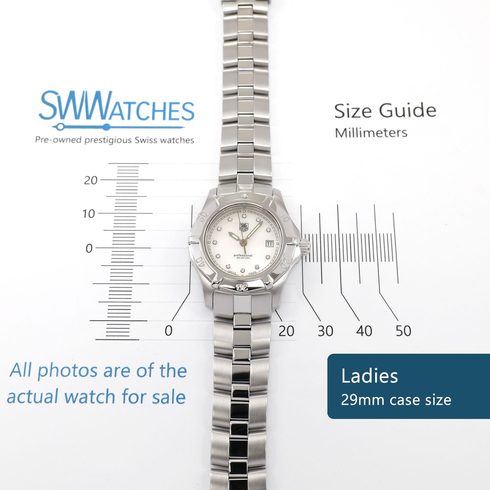 TAG Heuer Exclusive WN131H Ladies 29mm case size