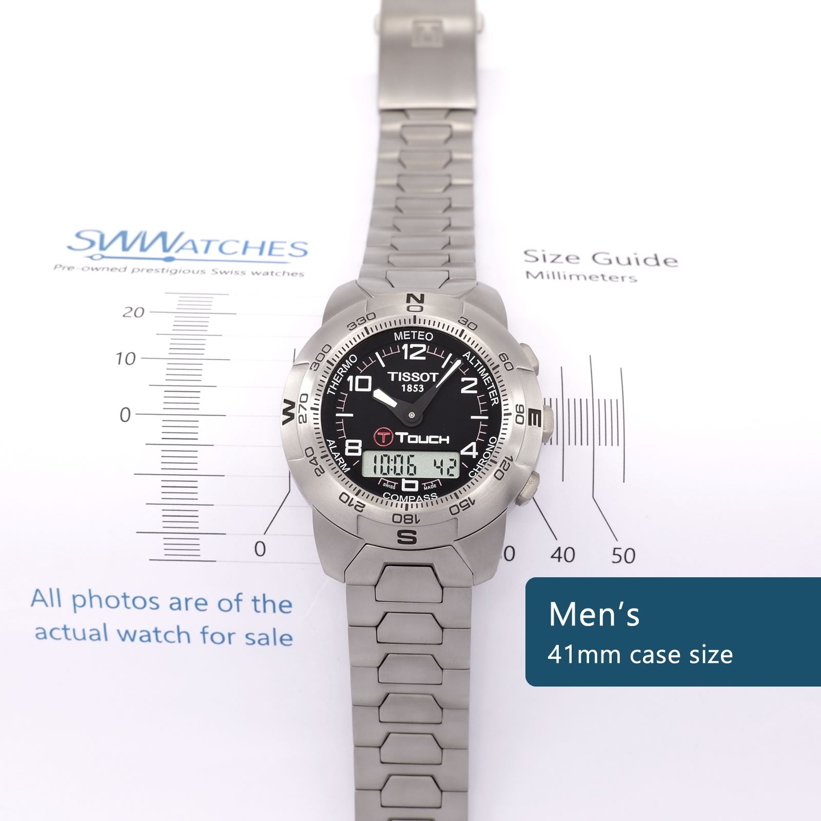 Tissot T-Touch Z253/353 Men's 41mm case size