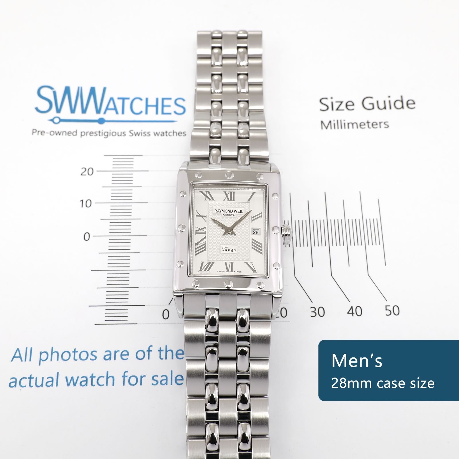 Raymond Weil Tango 5381 Men's 28mm case size