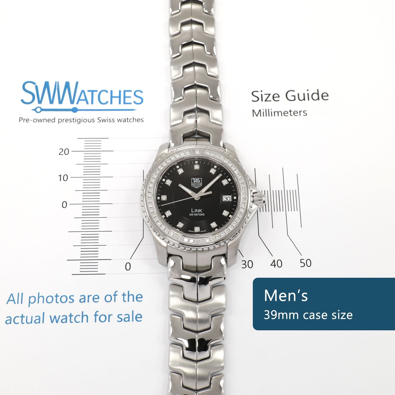 TAG Heuer Link WJ1117-0 Men's 39mm case size