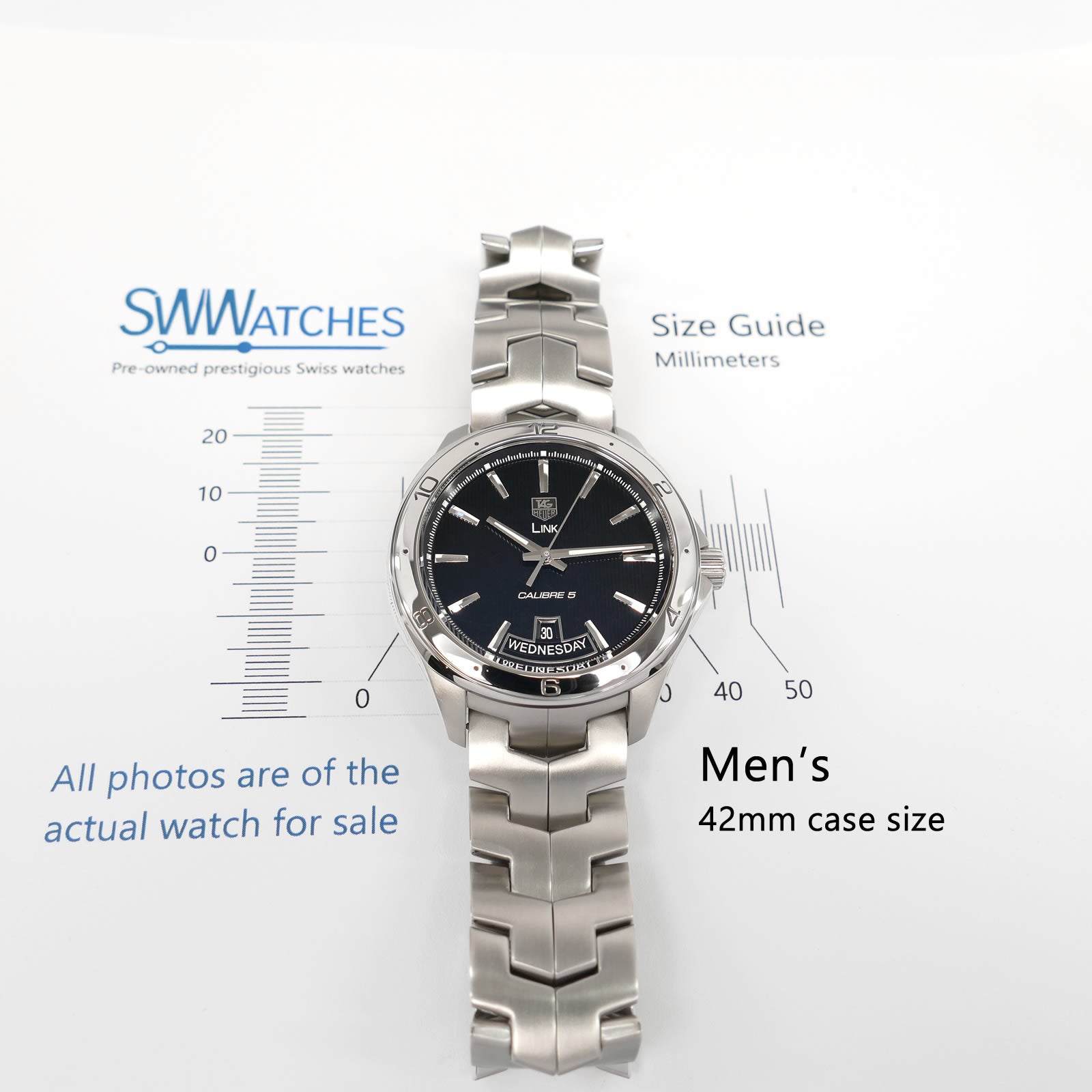 TAG Heuer Link WAT2010-0 Men's 42mm case size