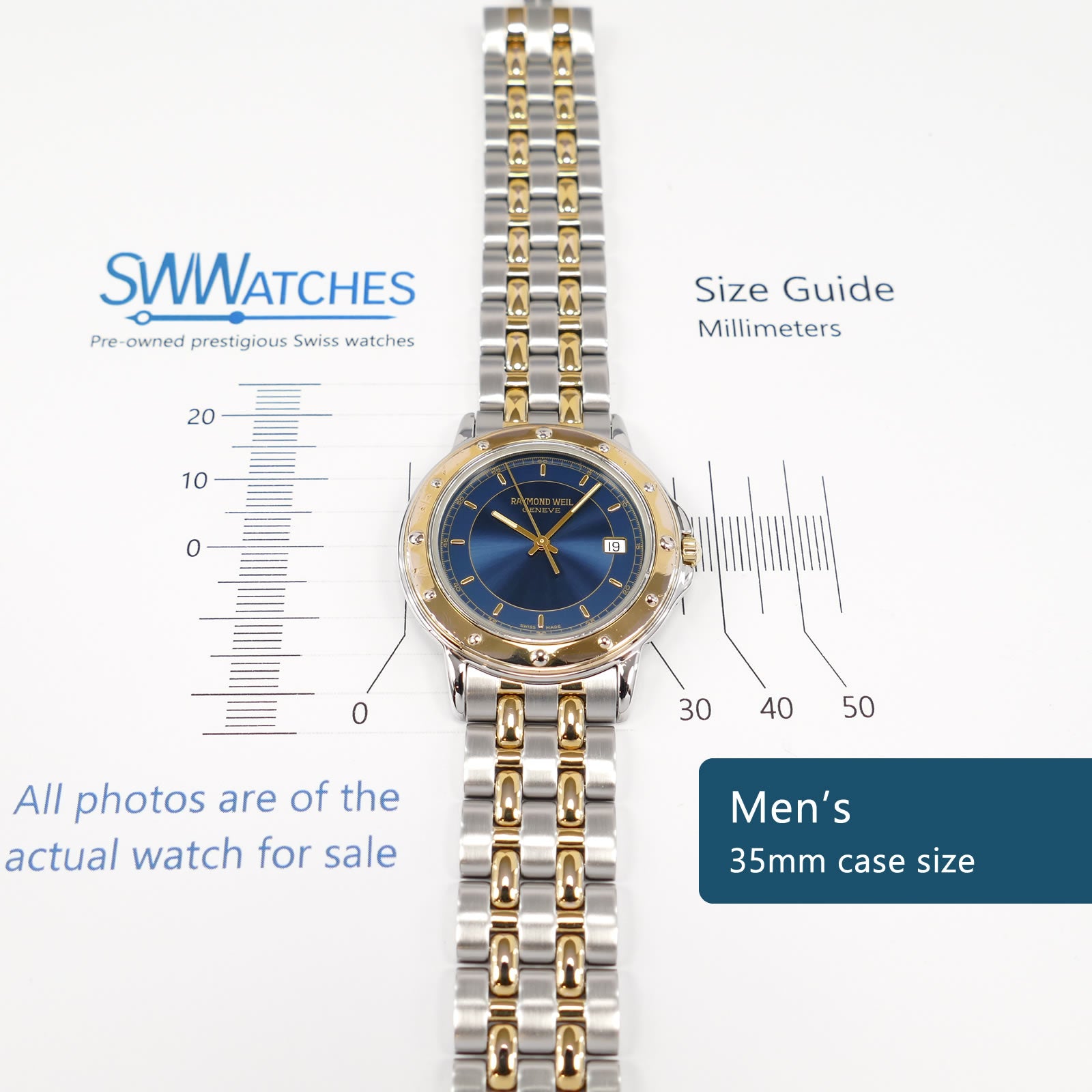 Raymond Weil Tango 5560 Men's 35mm case size