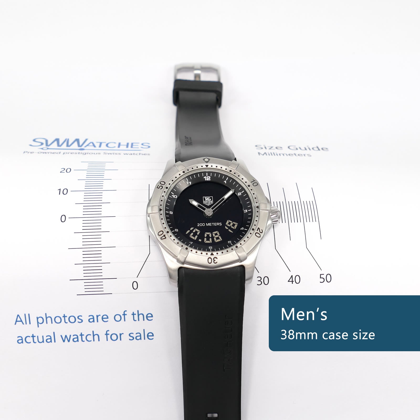 TAG Heuer 2000 Multigraph Men's 38mm case size