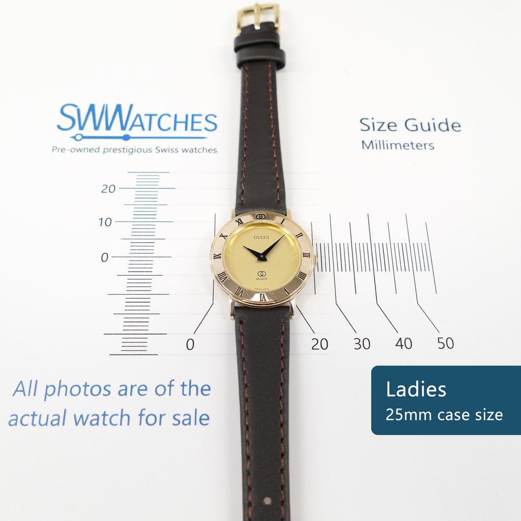Gucci 3001 L Champagne Dial 25mm Ladies case size