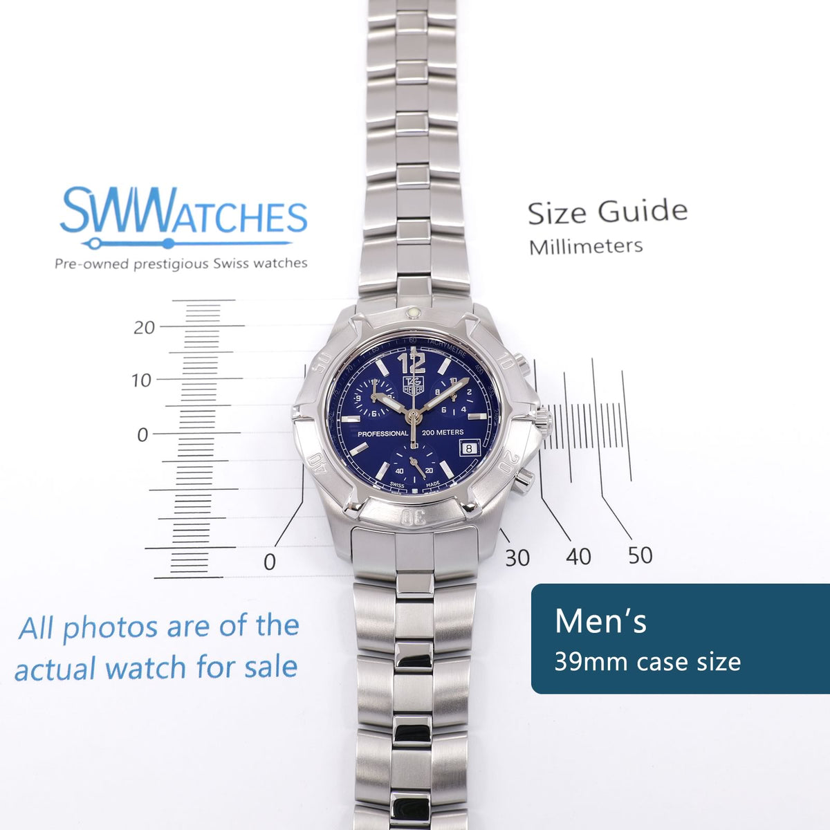 TAG Heuer 2000 Exclusive CN1112 Men's 39mm case size