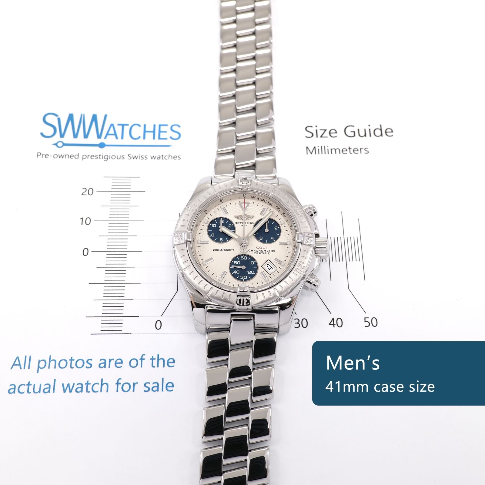 Breitling Colt Chrono A73380 Men's 41mm case size