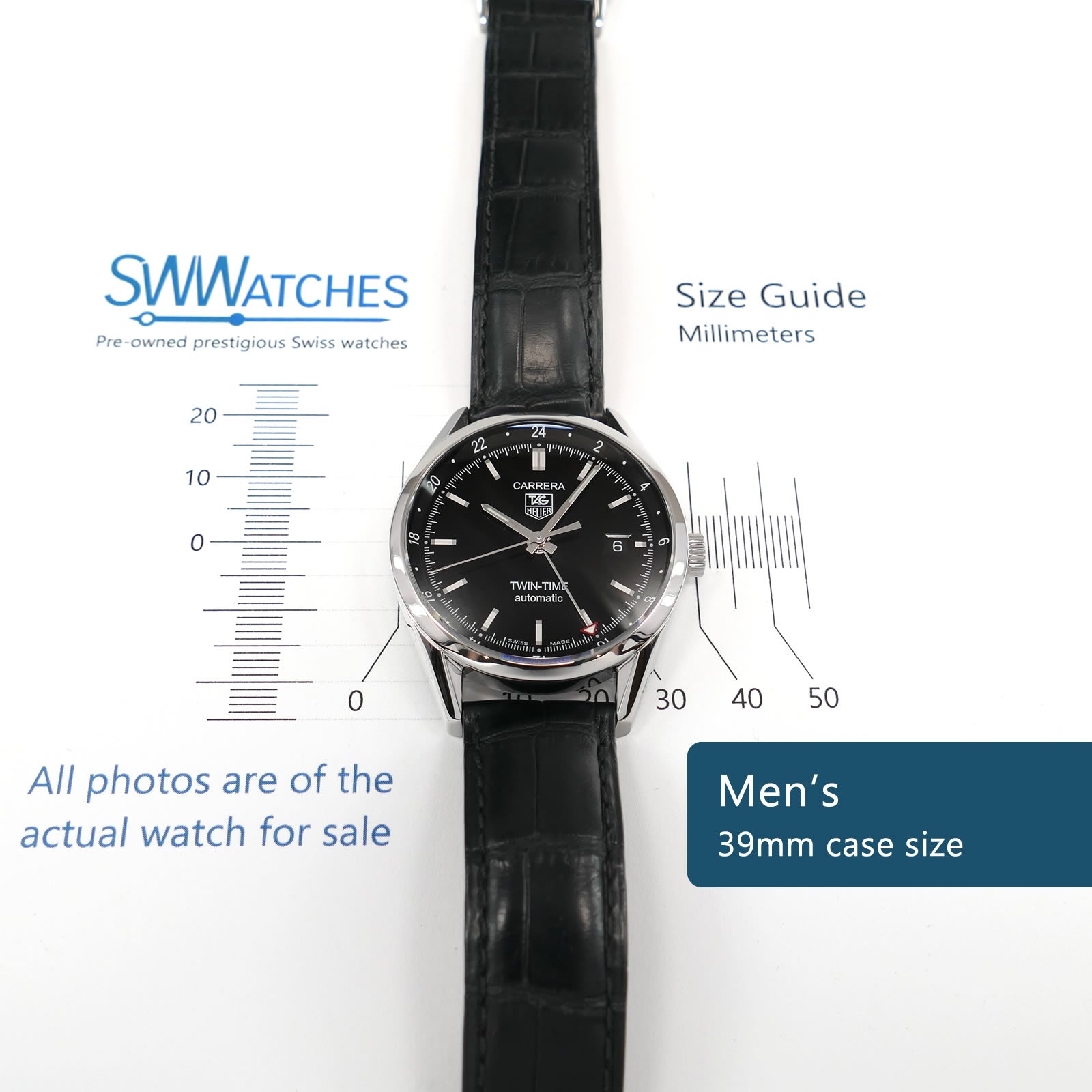 TAG Heuer Carrera WV2115 Men's 39mm case size