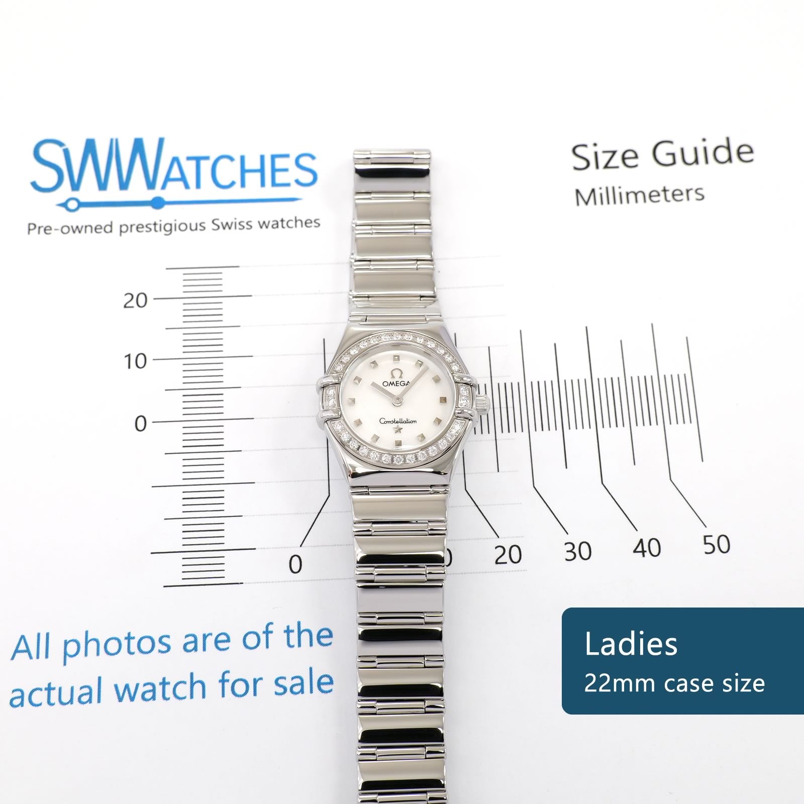 Omega Constellation 1465.71.00 Ladies 22mm case size