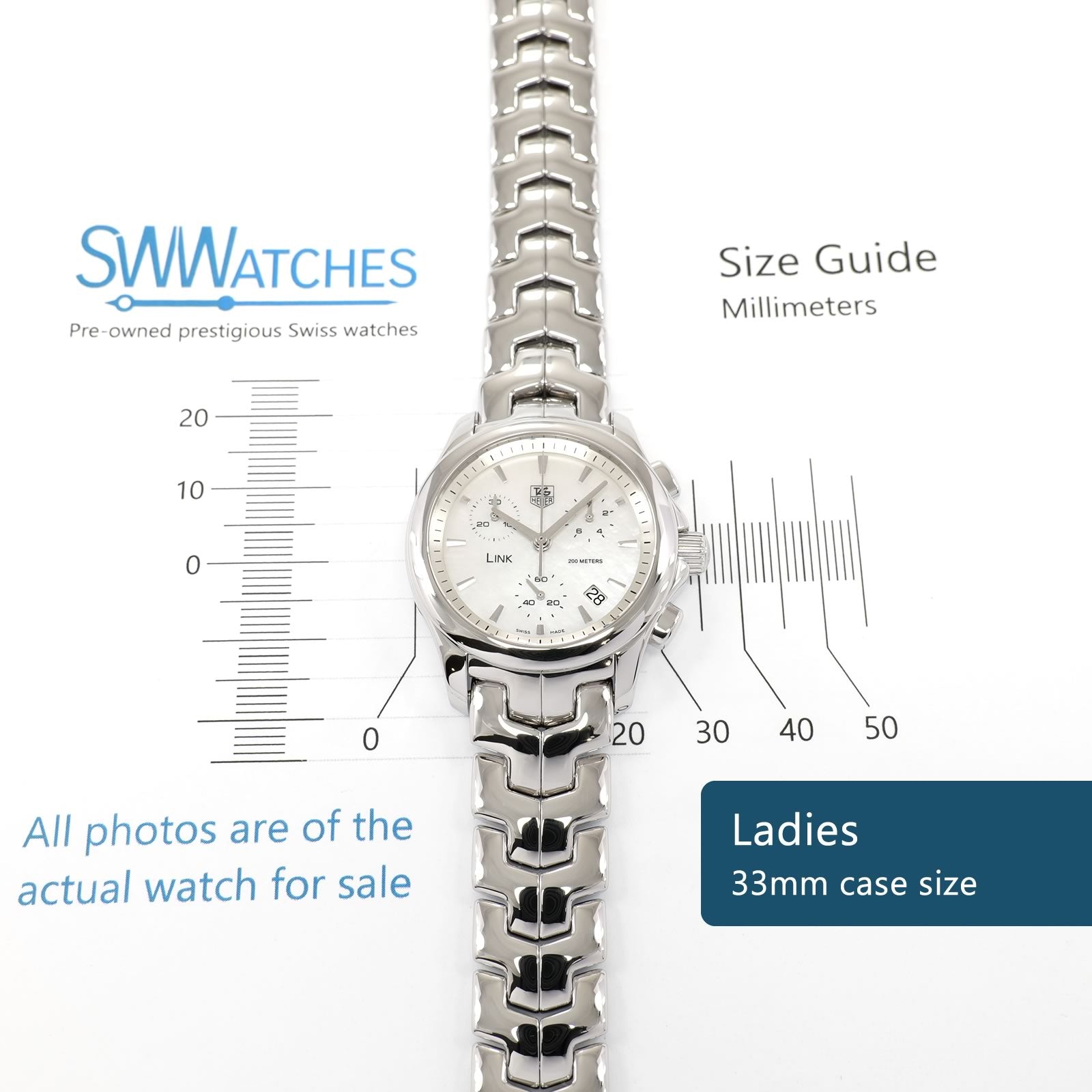 TAG Heuer Link Chronograph CJF1310 Ladies 33mm case size