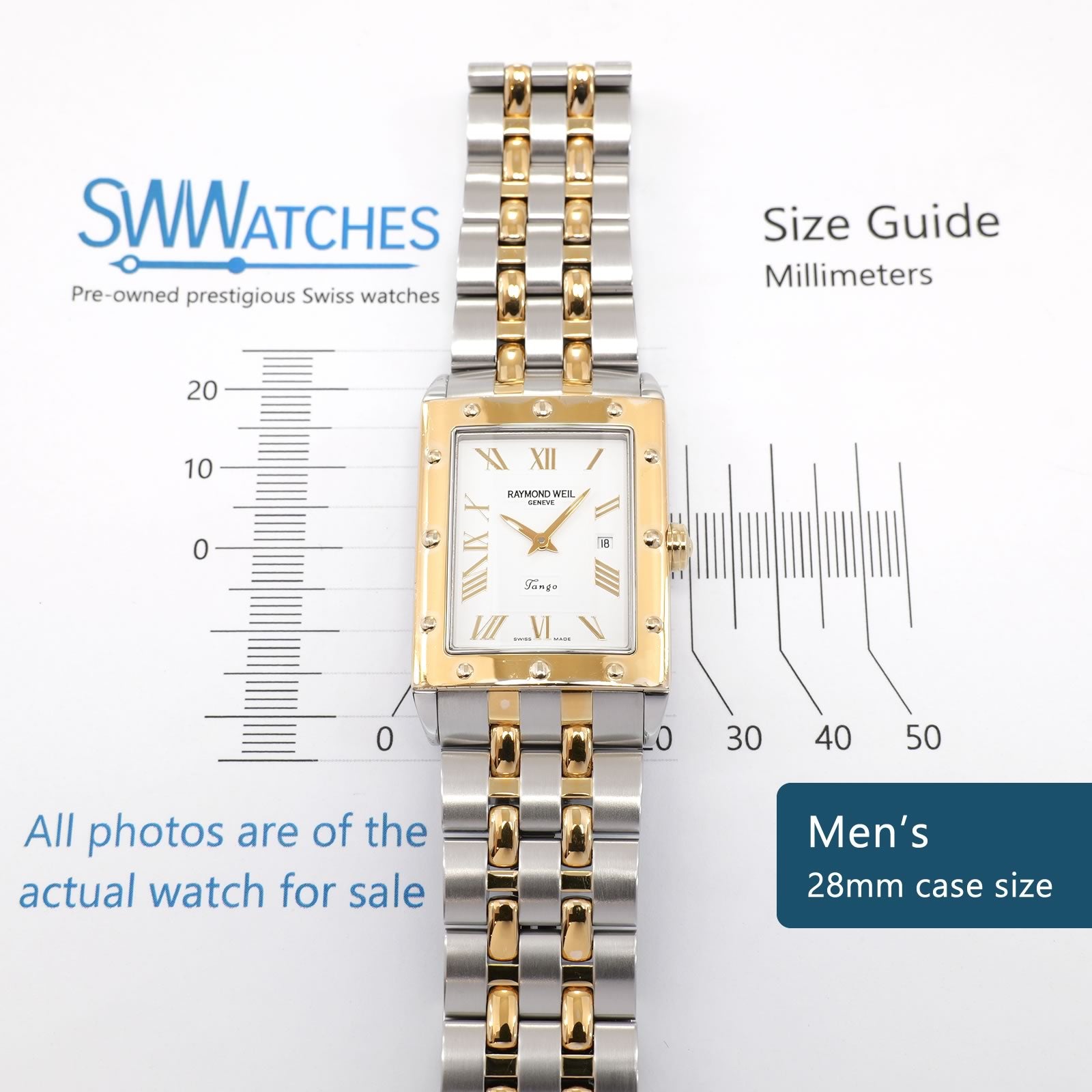 Raymond Weil Tango 5381 Men's 28mm case size