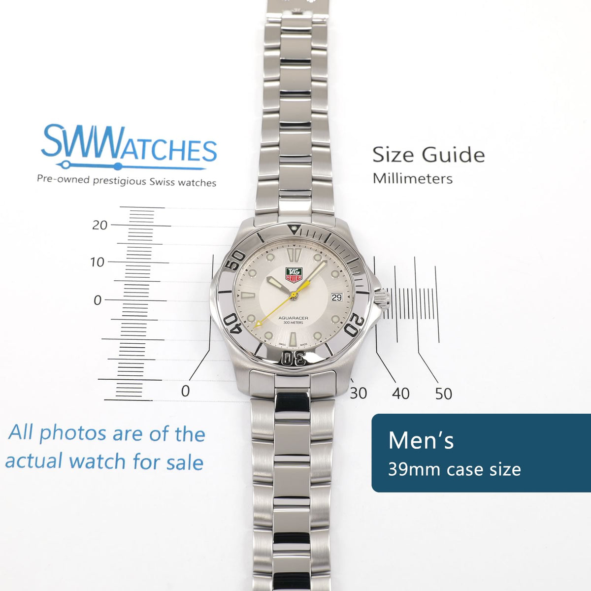 TAG Heuer Aquaracer WAB1111 Men's 39mm case size