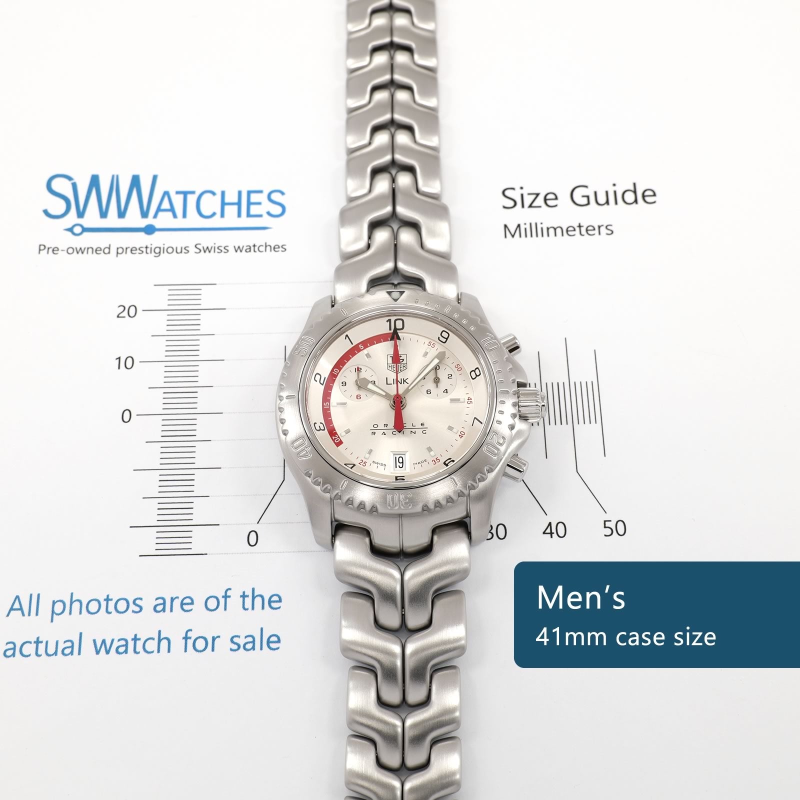 TAG Heuer Link Chronograph CT1118 Men's 41mm case size