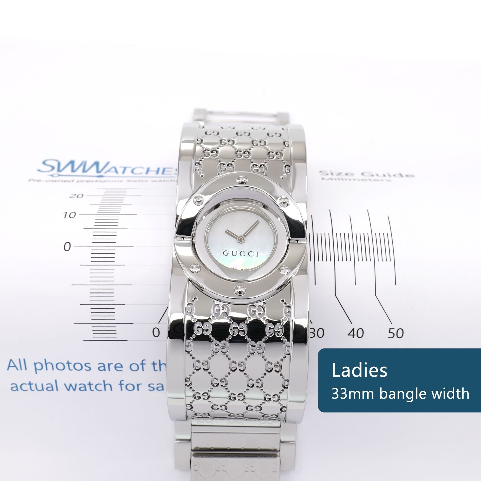 Gucci Twirl 112 Ladies 33mm bangle width 23mm case size